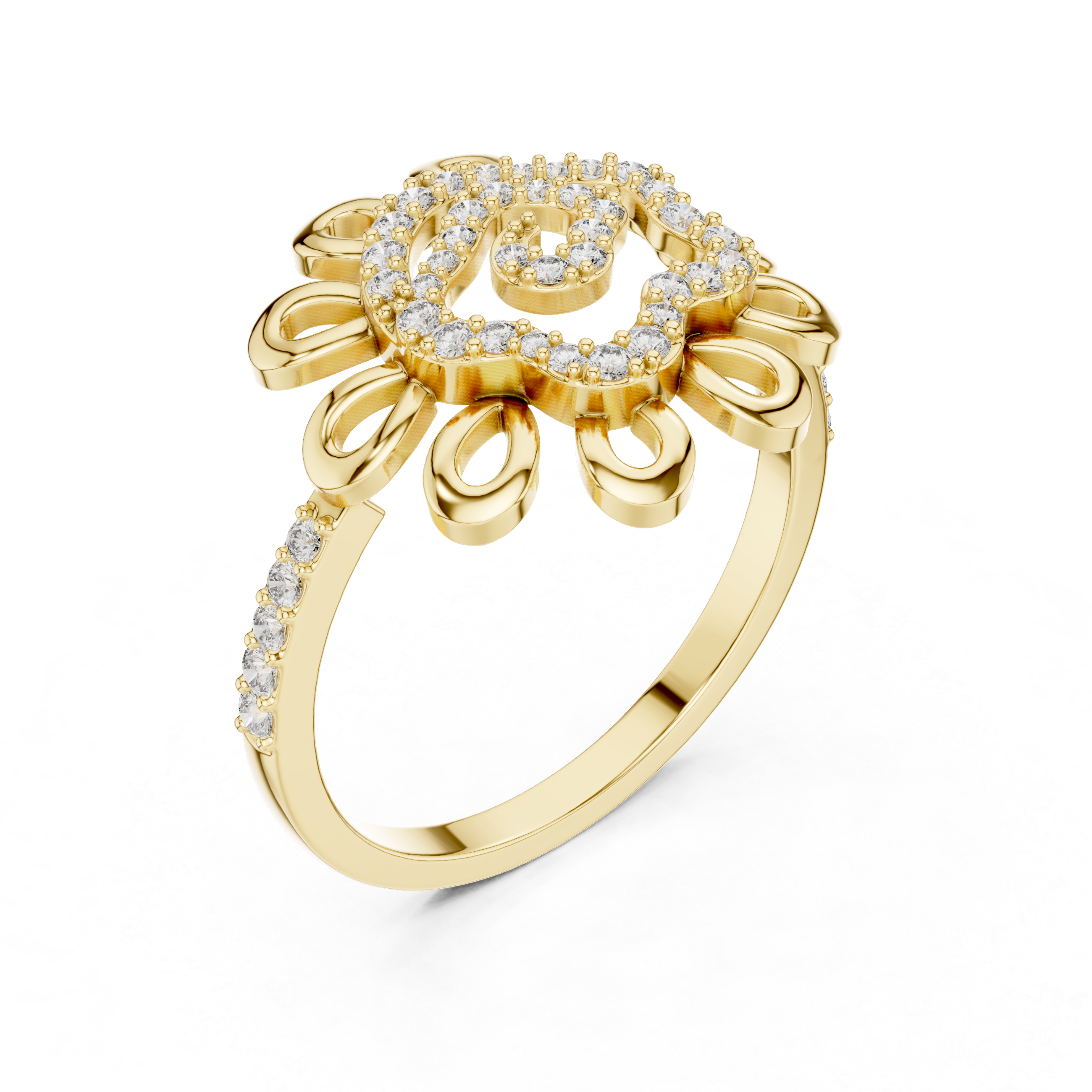 Floral Spiral Diamond Ring