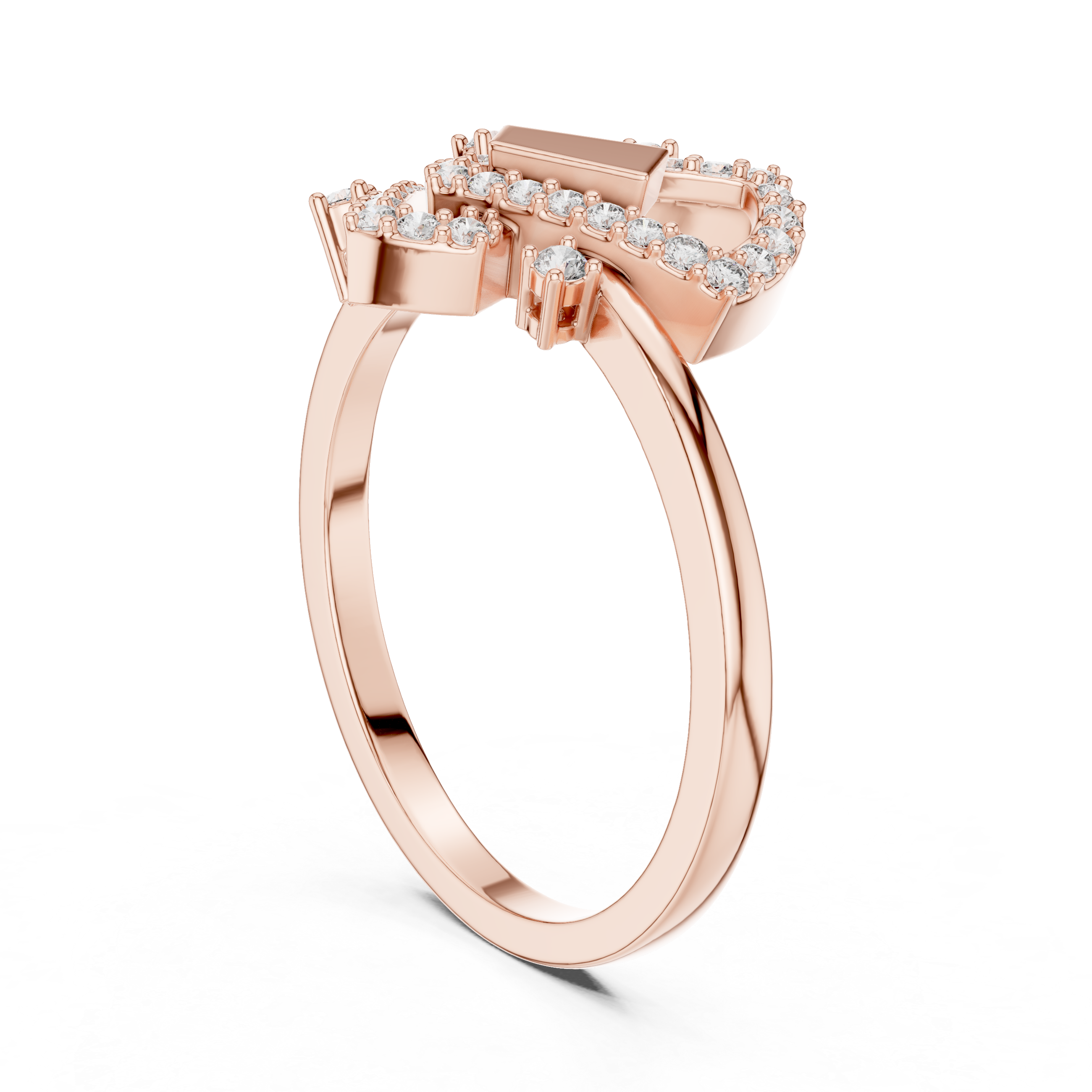 Geometric Diamond Openwork Ring