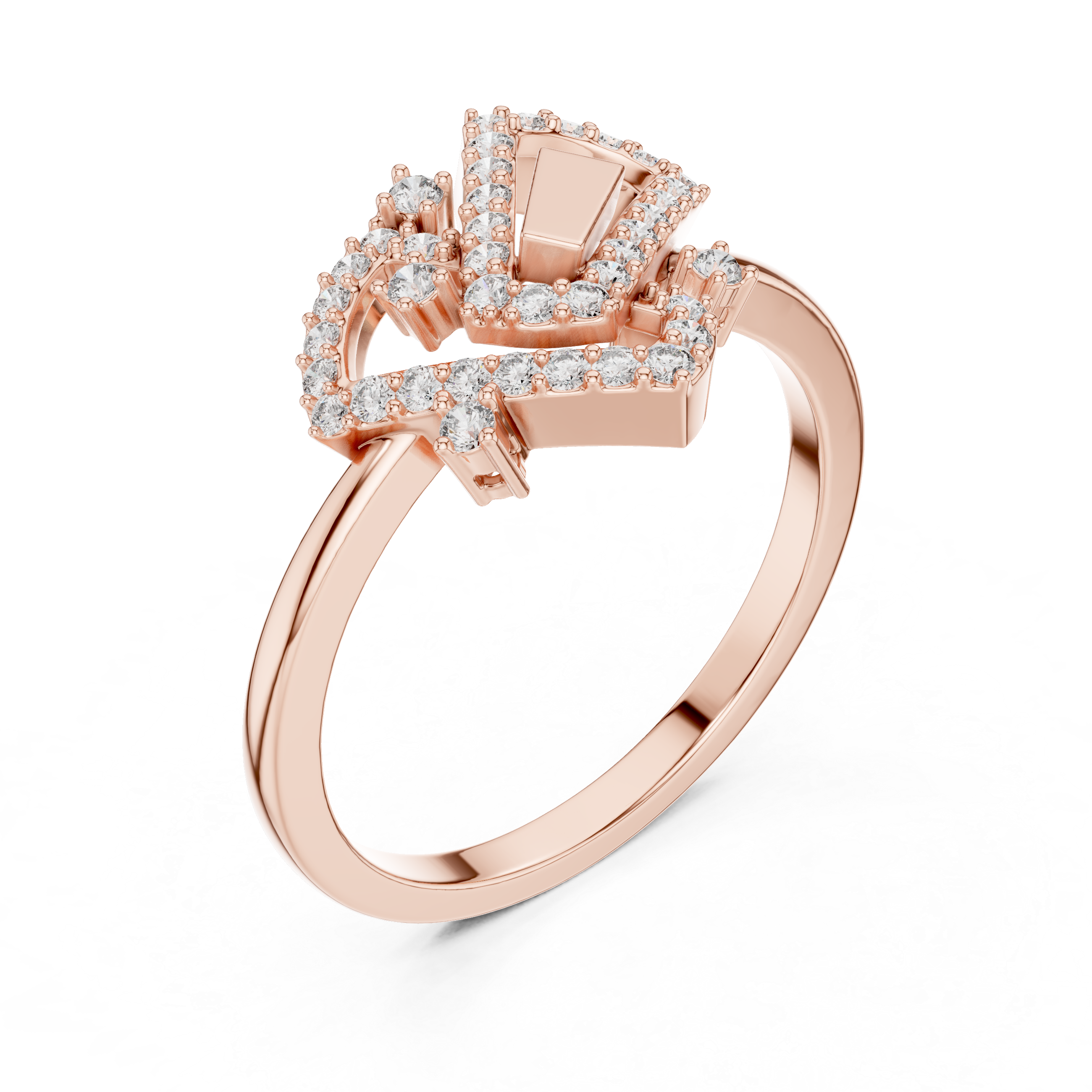 Geometric Diamond Openwork Ring