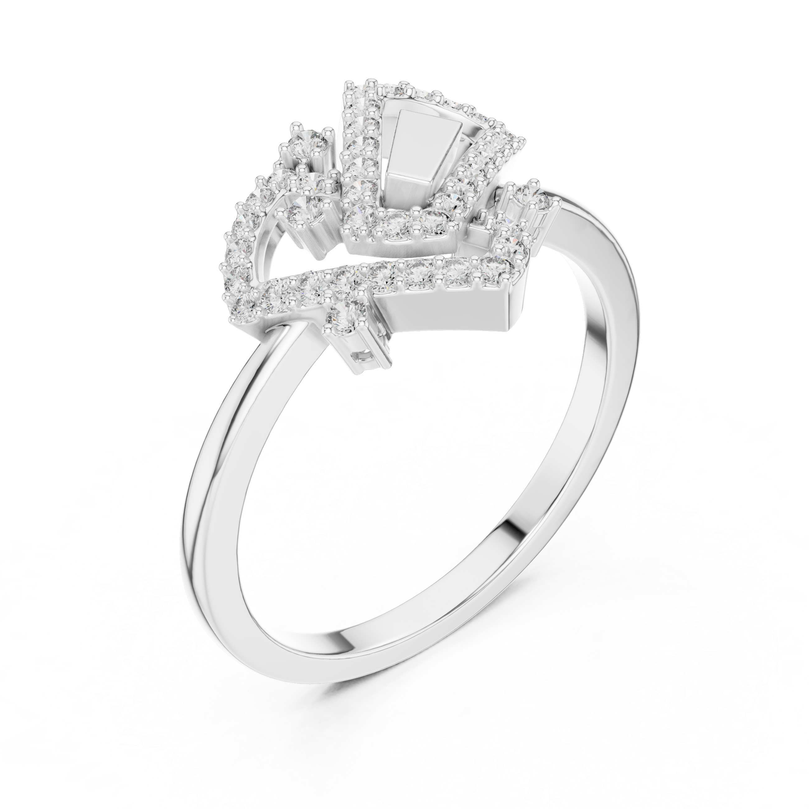 Geometric Diamond Openwork Ring