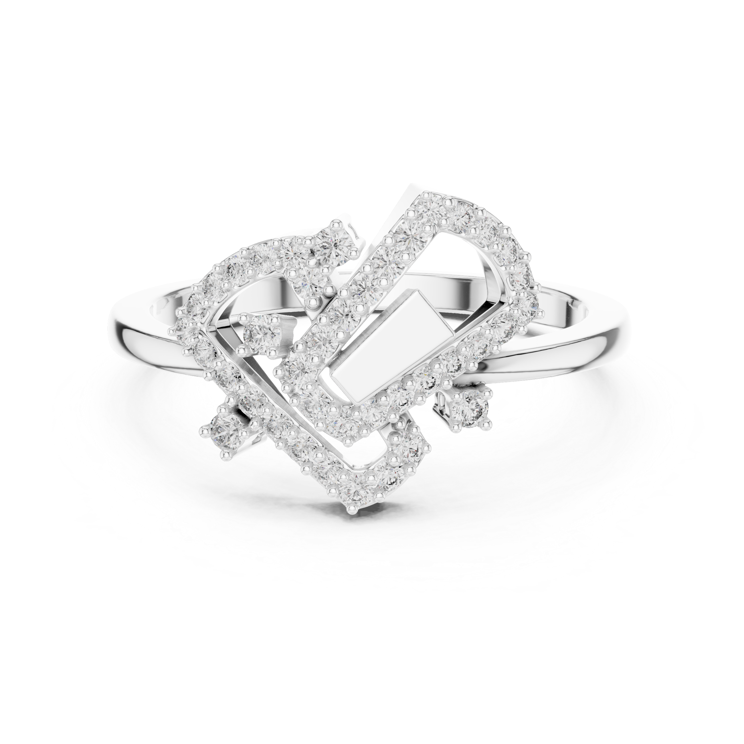 Geometric Diamond Openwork Ring