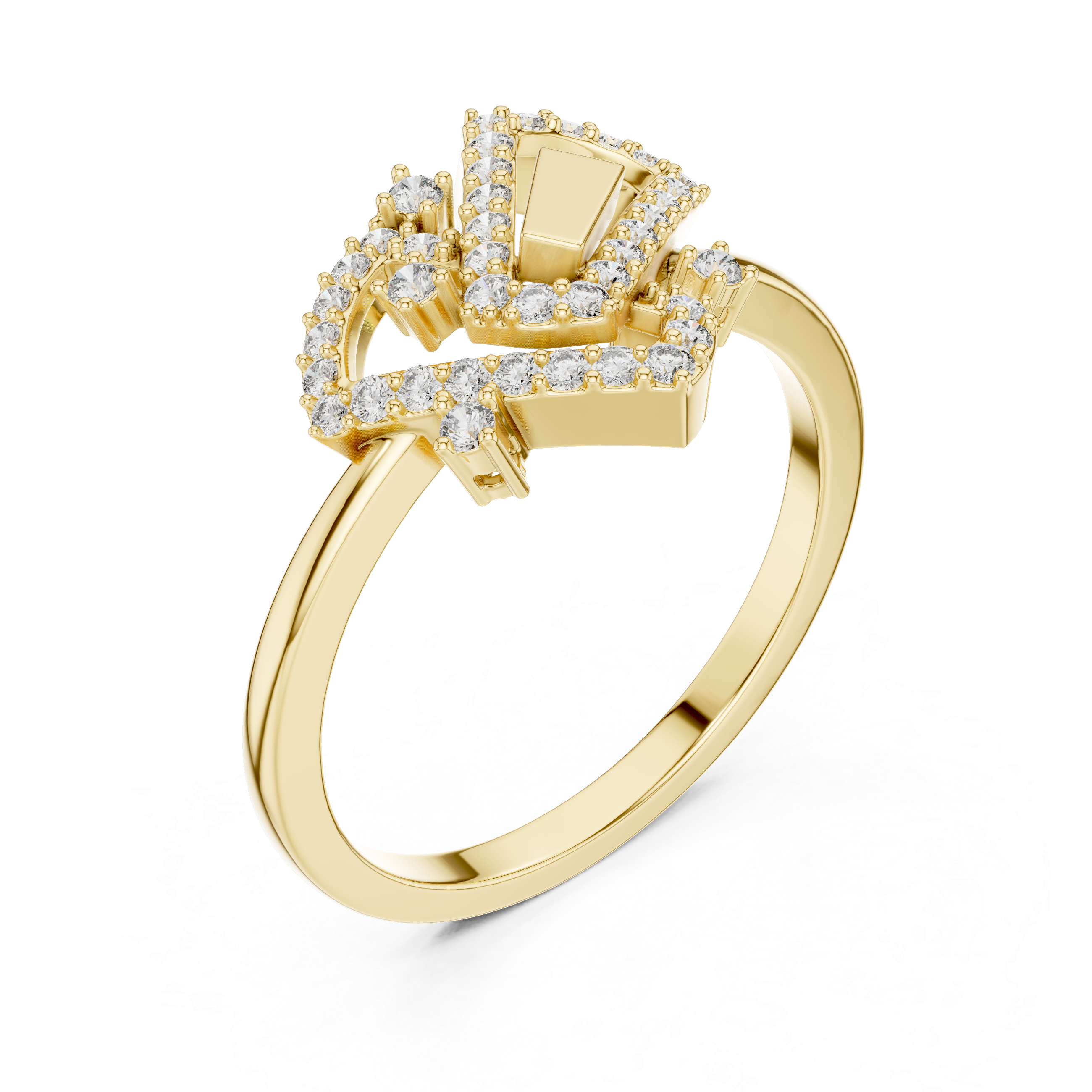 Geometric Diamond Openwork Ring