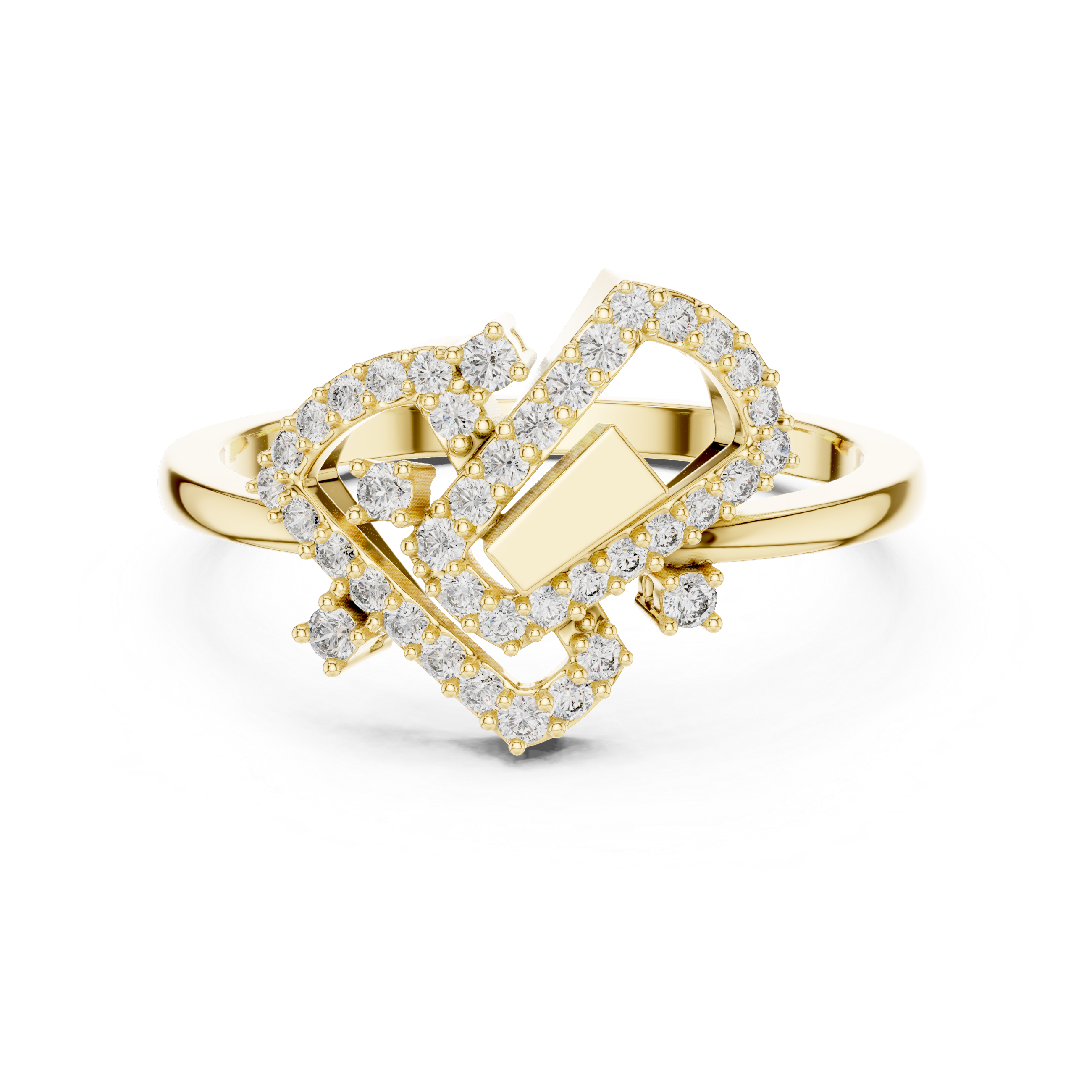 Geometric Diamond Openwork Ring