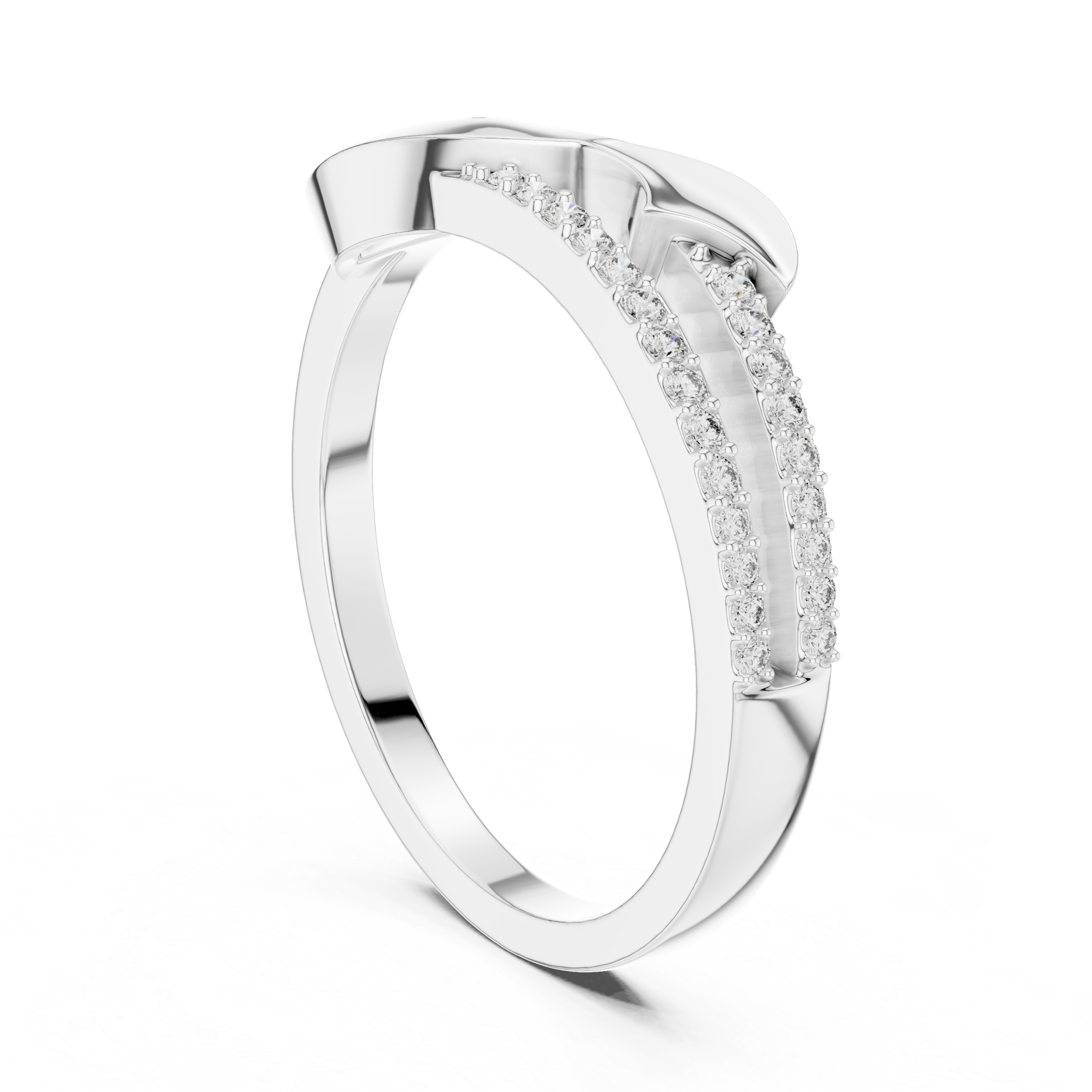 Minimalist Wave Diamond Ring – Modern Curved Gold Band Ring