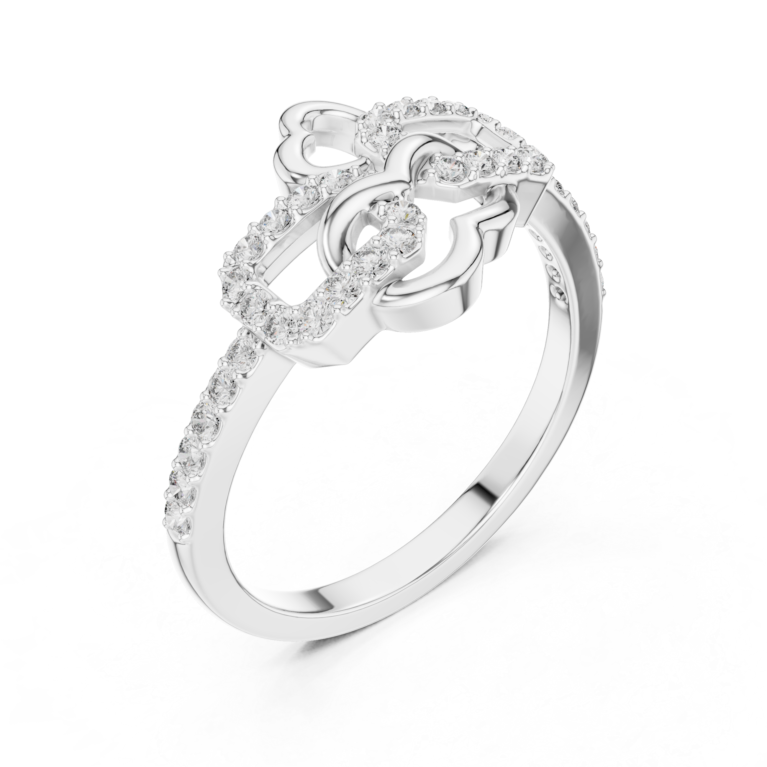 Modern Clover Diamond Ring – Openwork Geometric Floral Ring