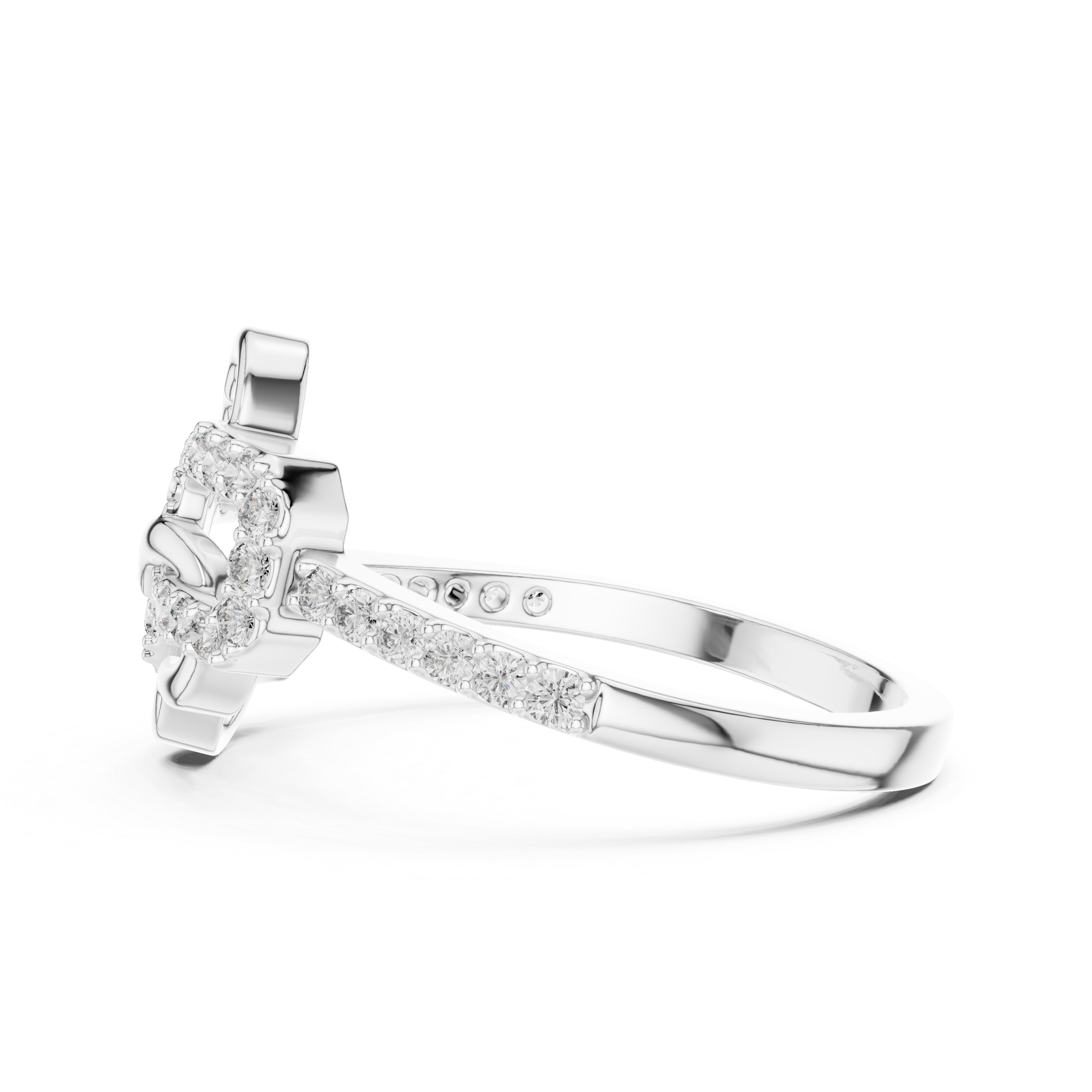 Modern Clover Diamond Ring – Openwork Geometric Floral Ring