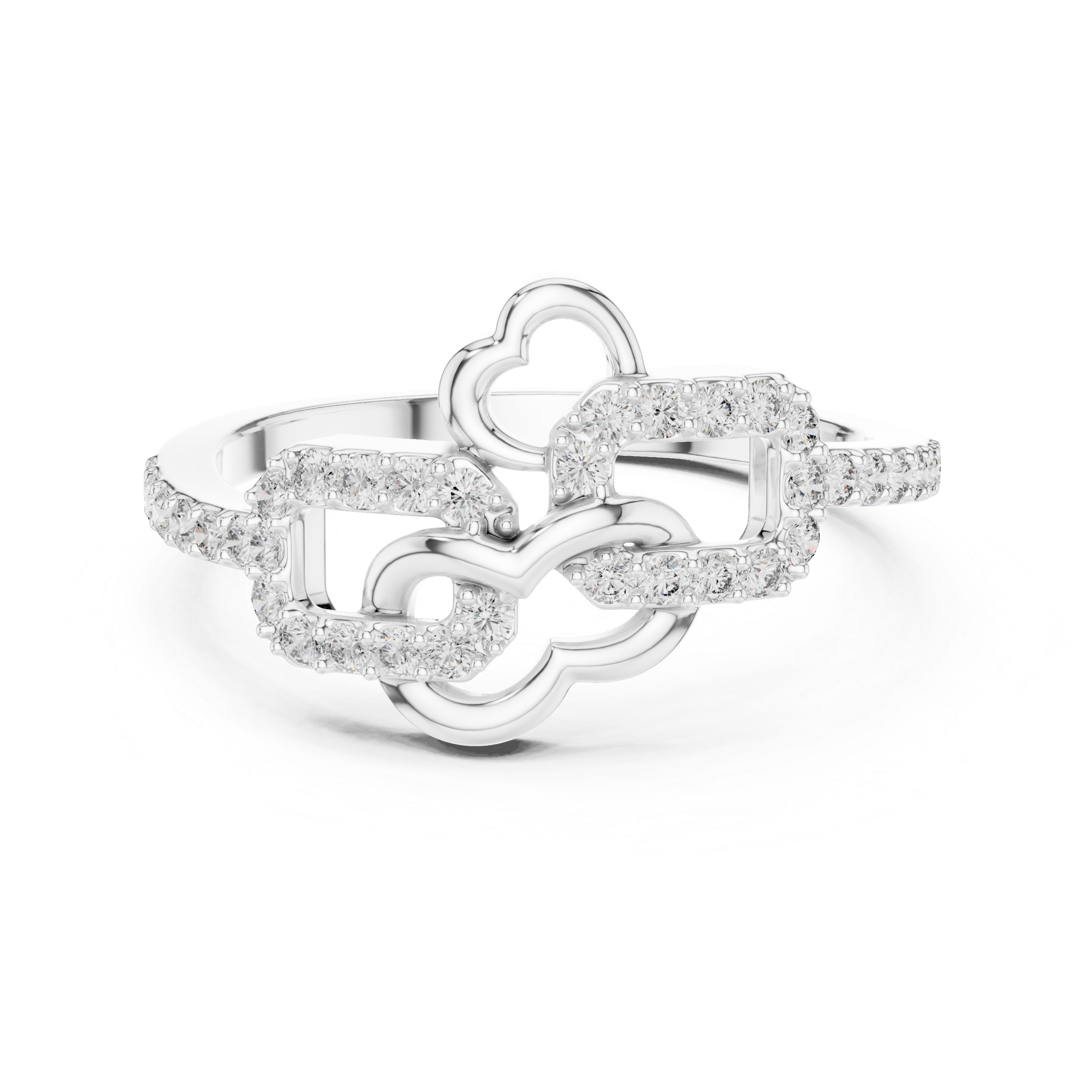 Modern Clover Diamond Ring – Openwork Geometric Floral Ring