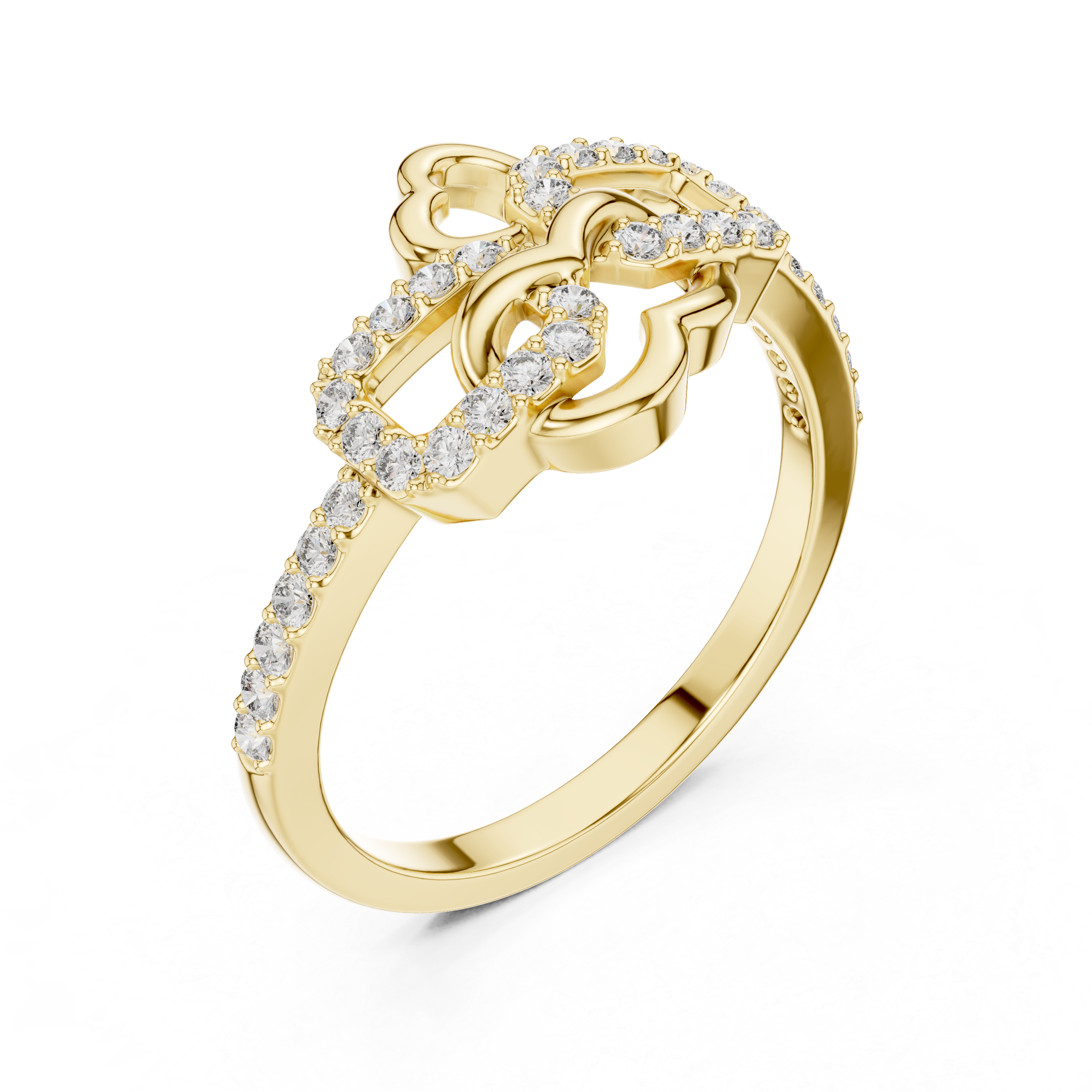 Modern Clover Diamond Ring – Openwork Geometric Floral Ring
