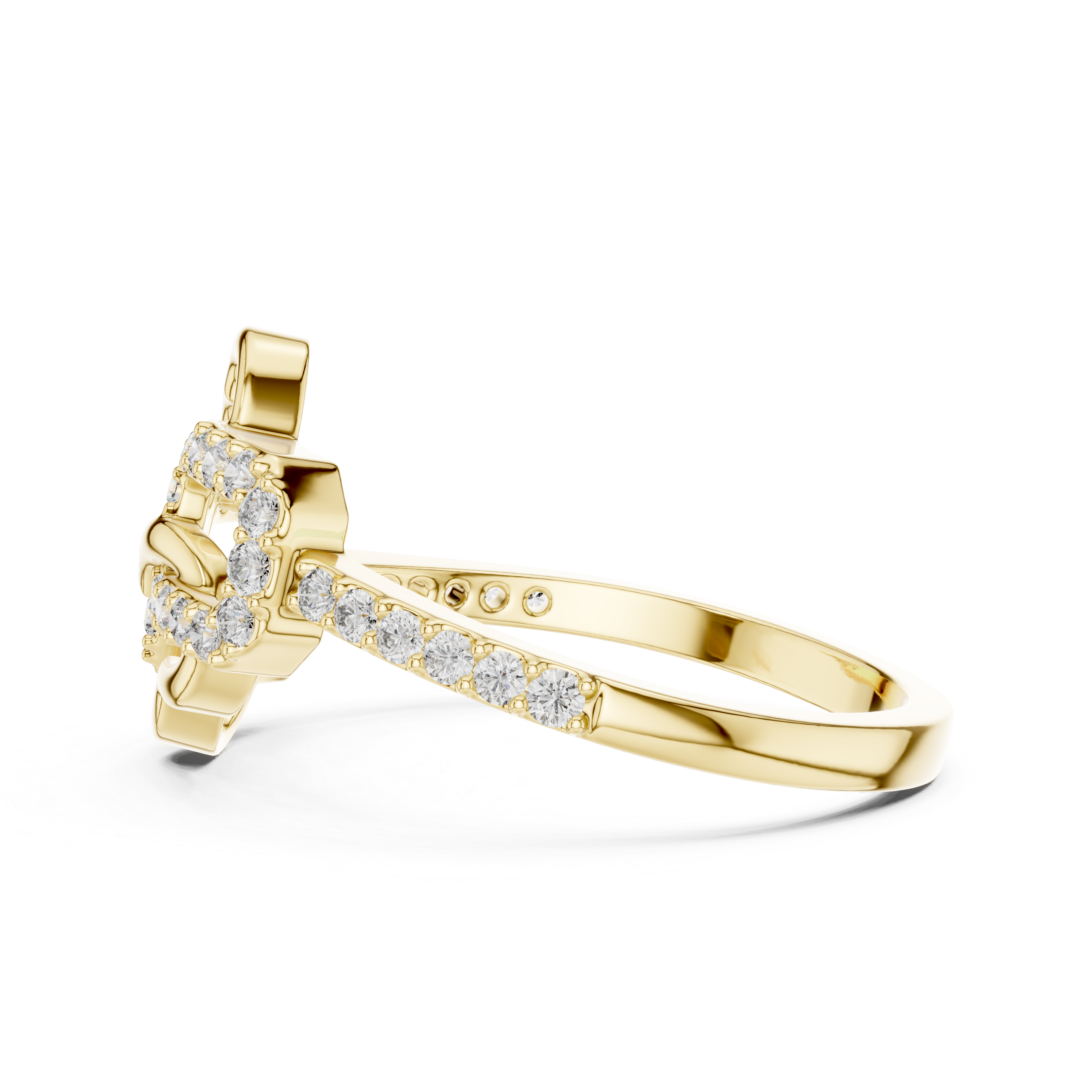 Modern Clover Diamond Ring – Openwork Geometric Floral Ring