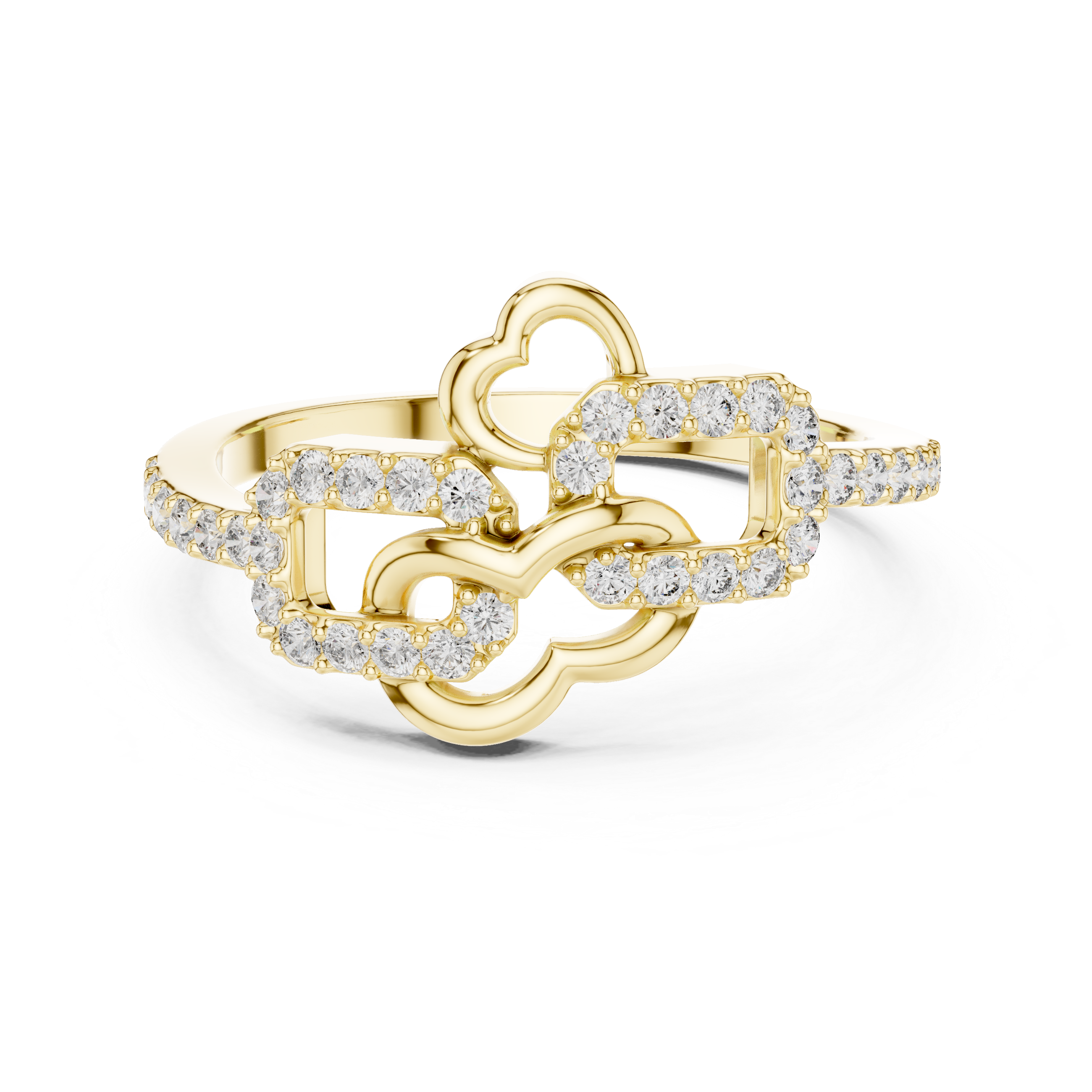 Modern Clover Diamond Ring – Openwork Geometric Floral Ring