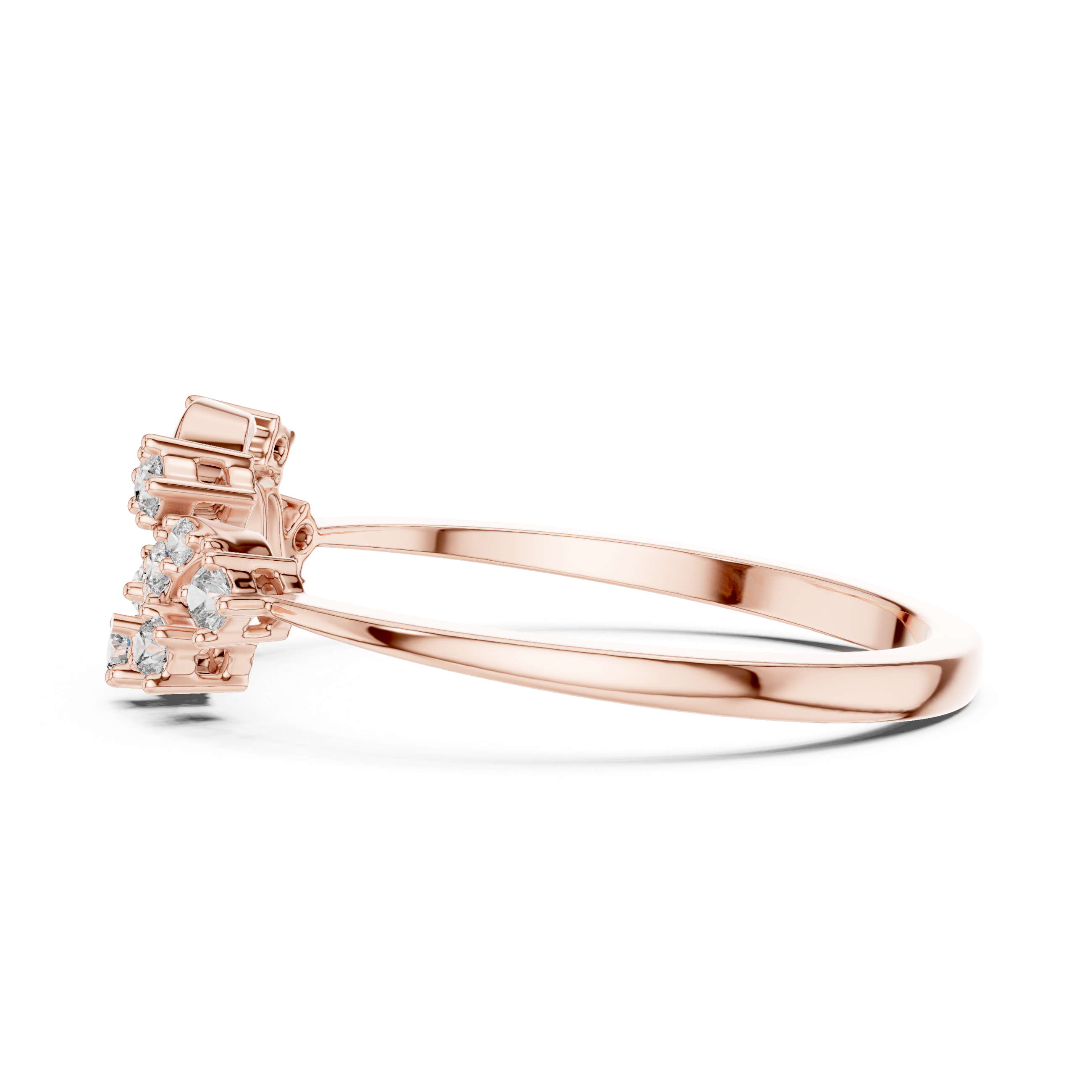 Nature Inspired Diamond Branch Ring – Minimal Organic Leaf Ring