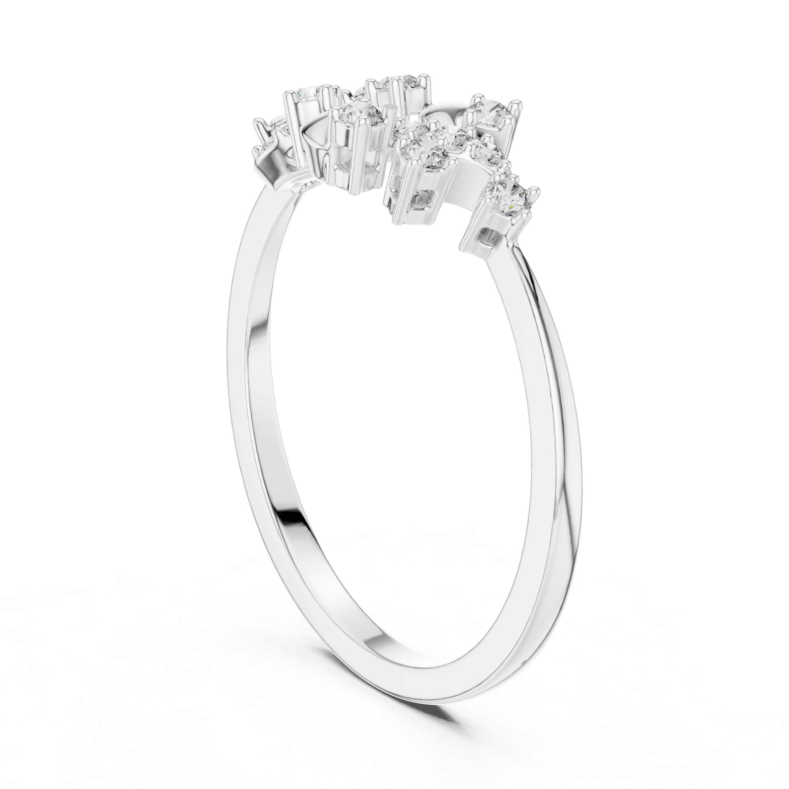 Nature Inspired Diamond Branch Ring – Minimal Organic Leaf Ring