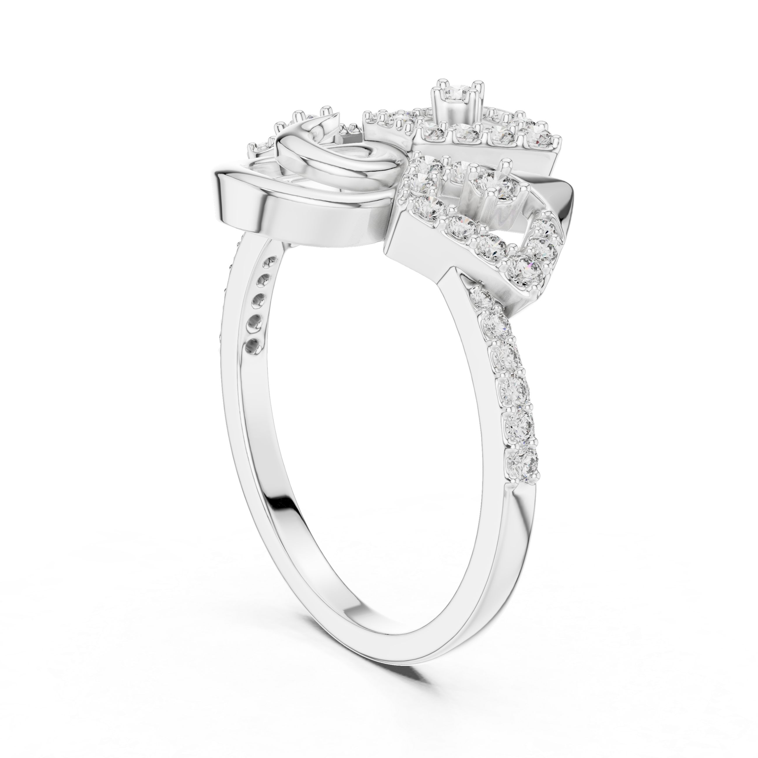 Abstract Geometric Diamond Ring – Modern Spiral Statement Ring for Women