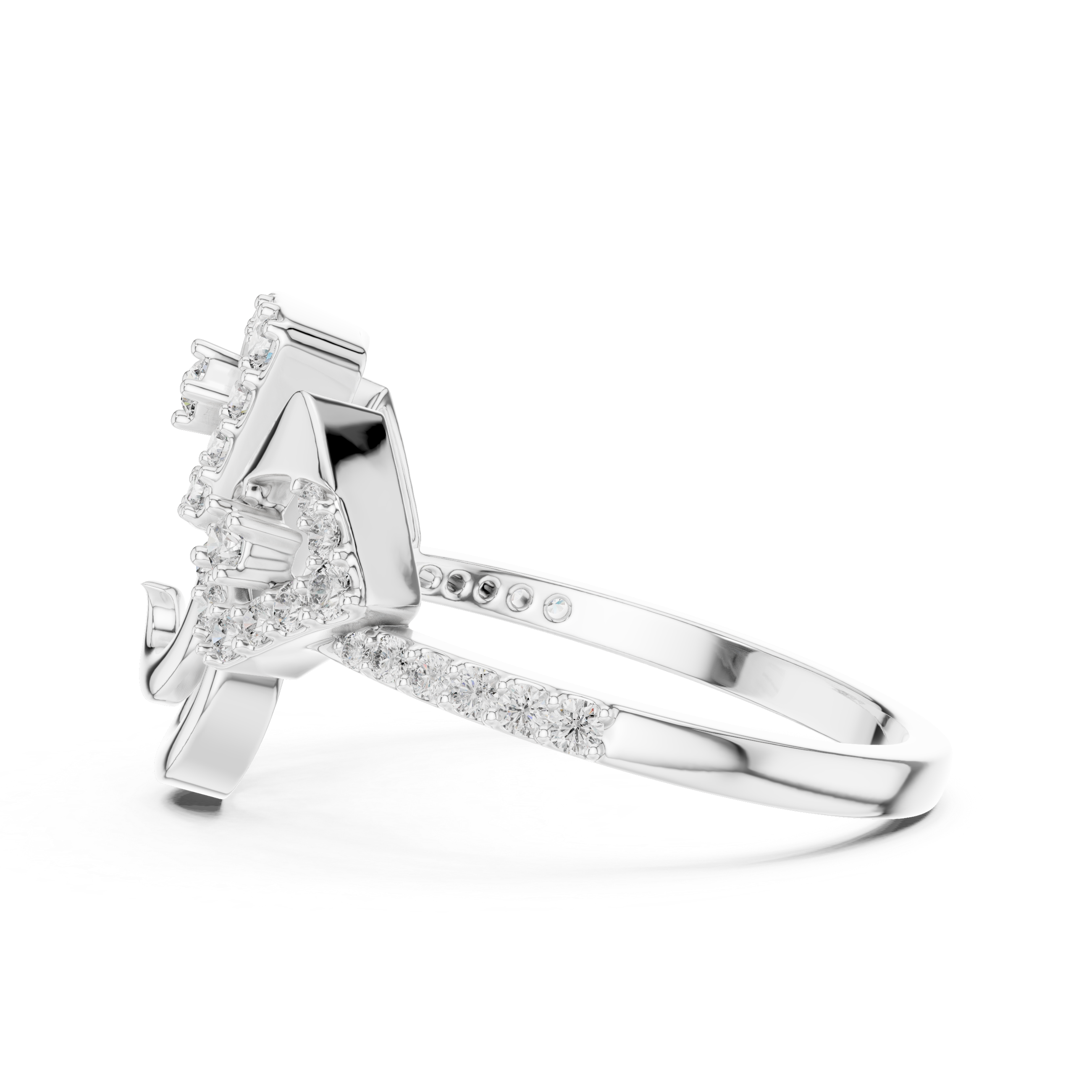 Abstract Geometric Diamond Ring – Modern Spiral Statement Ring for Women