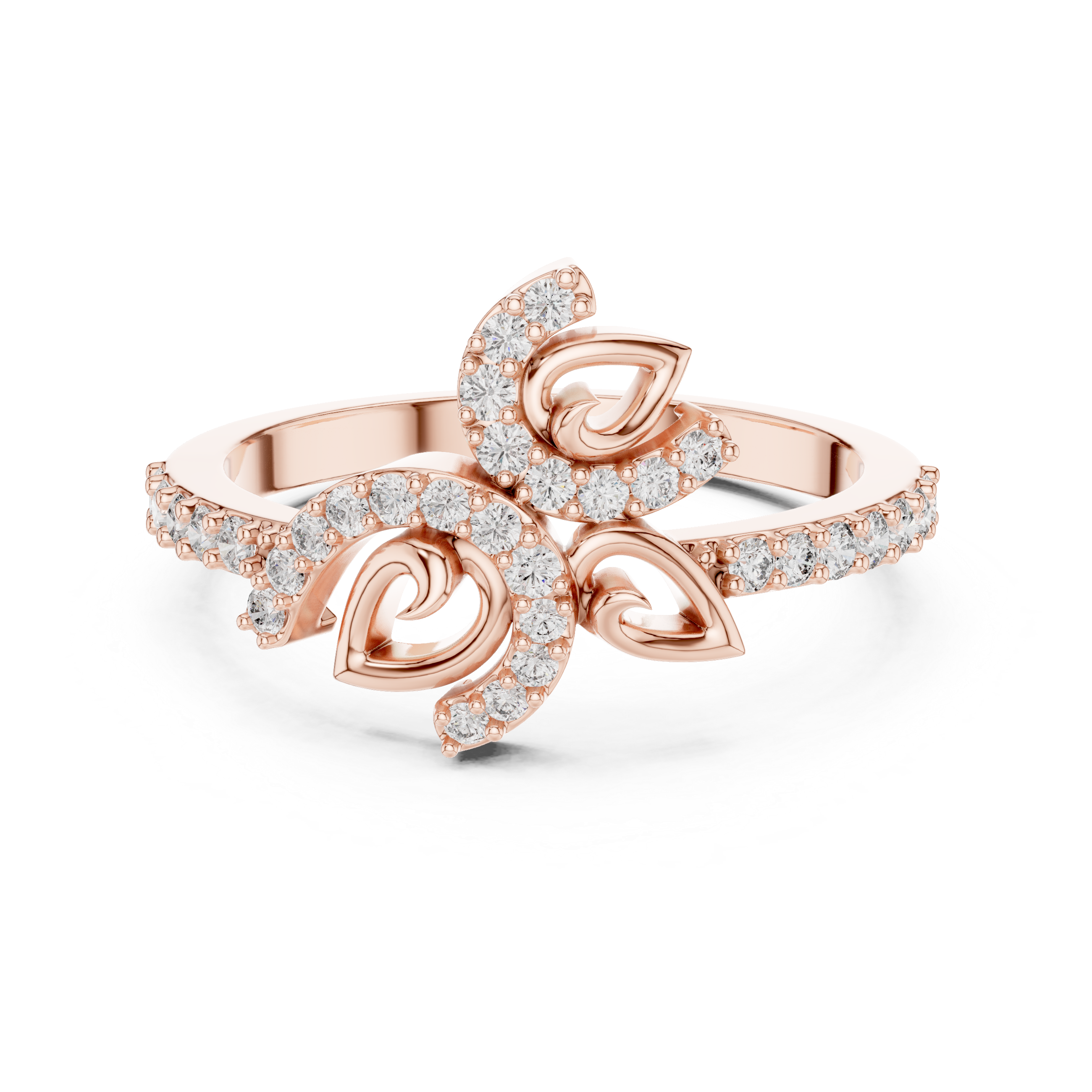 Floral Diamond Ring – Modern Leaf Inspired Openwork Nature Ring