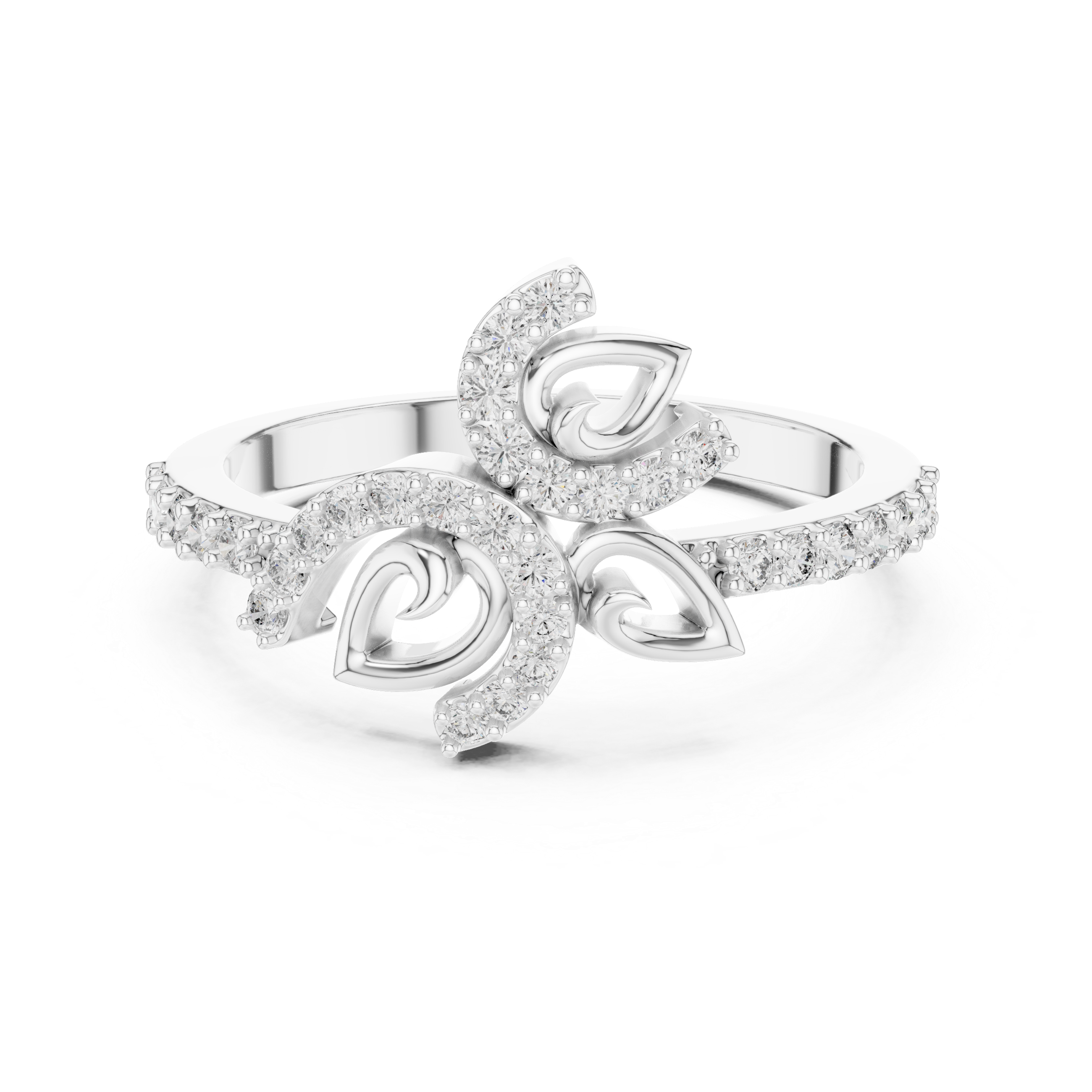 Floral Diamond Ring – Modern Leaf Inspired Openwork Nature Ring