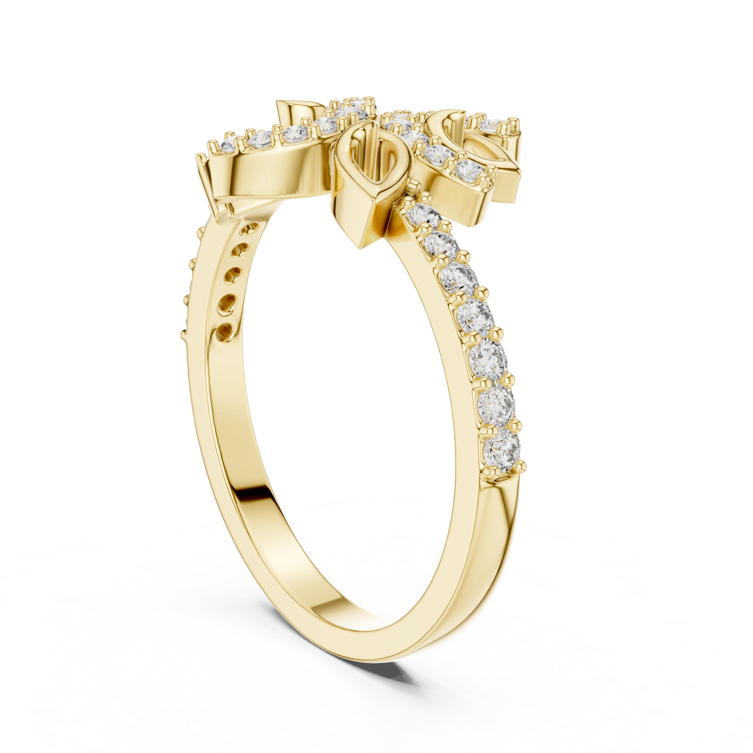 Floral Diamond Ring – Modern Leaf Inspired Openwork Nature Ring