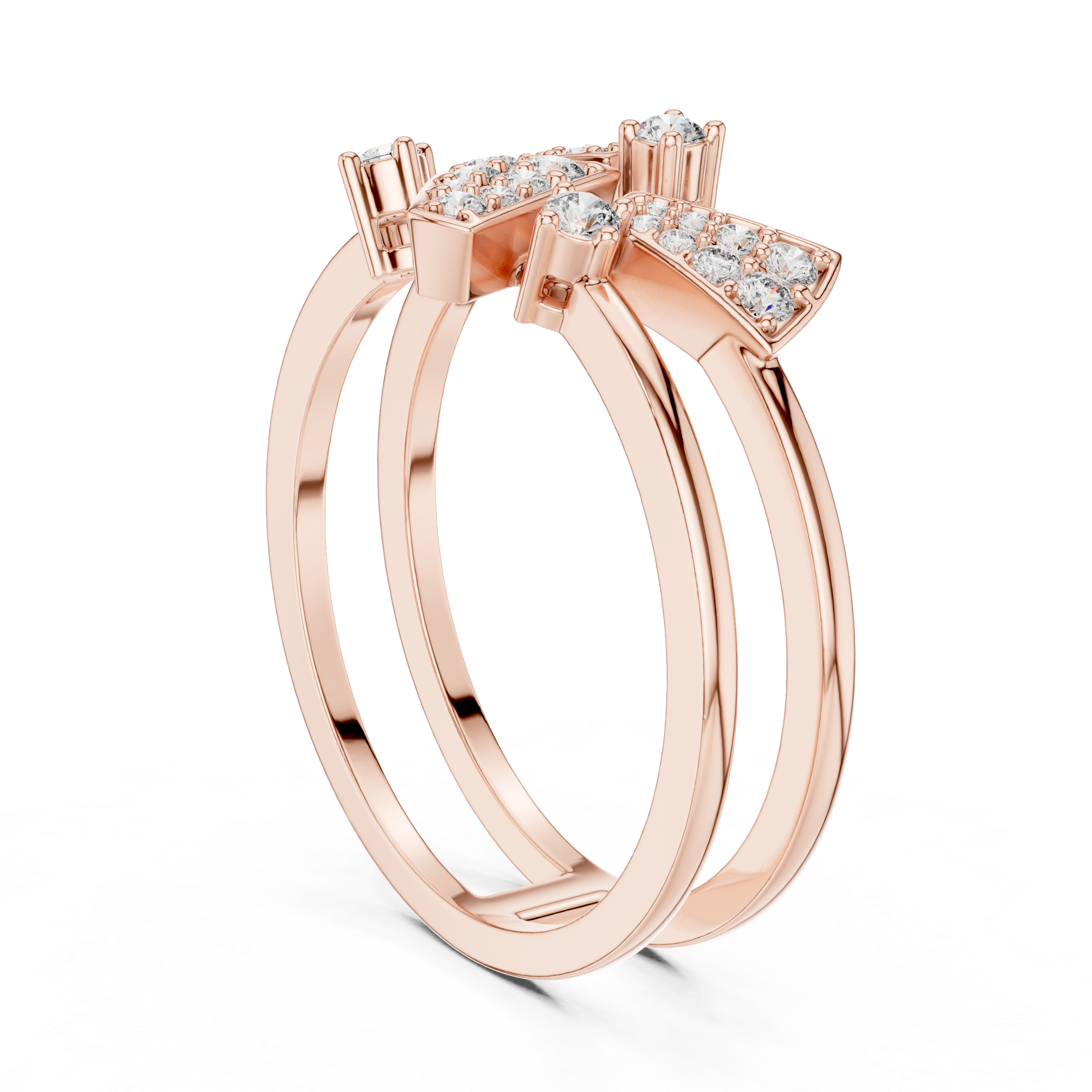 Geometric Diamond Ring – Modern Double Band Triangle Statement Ring