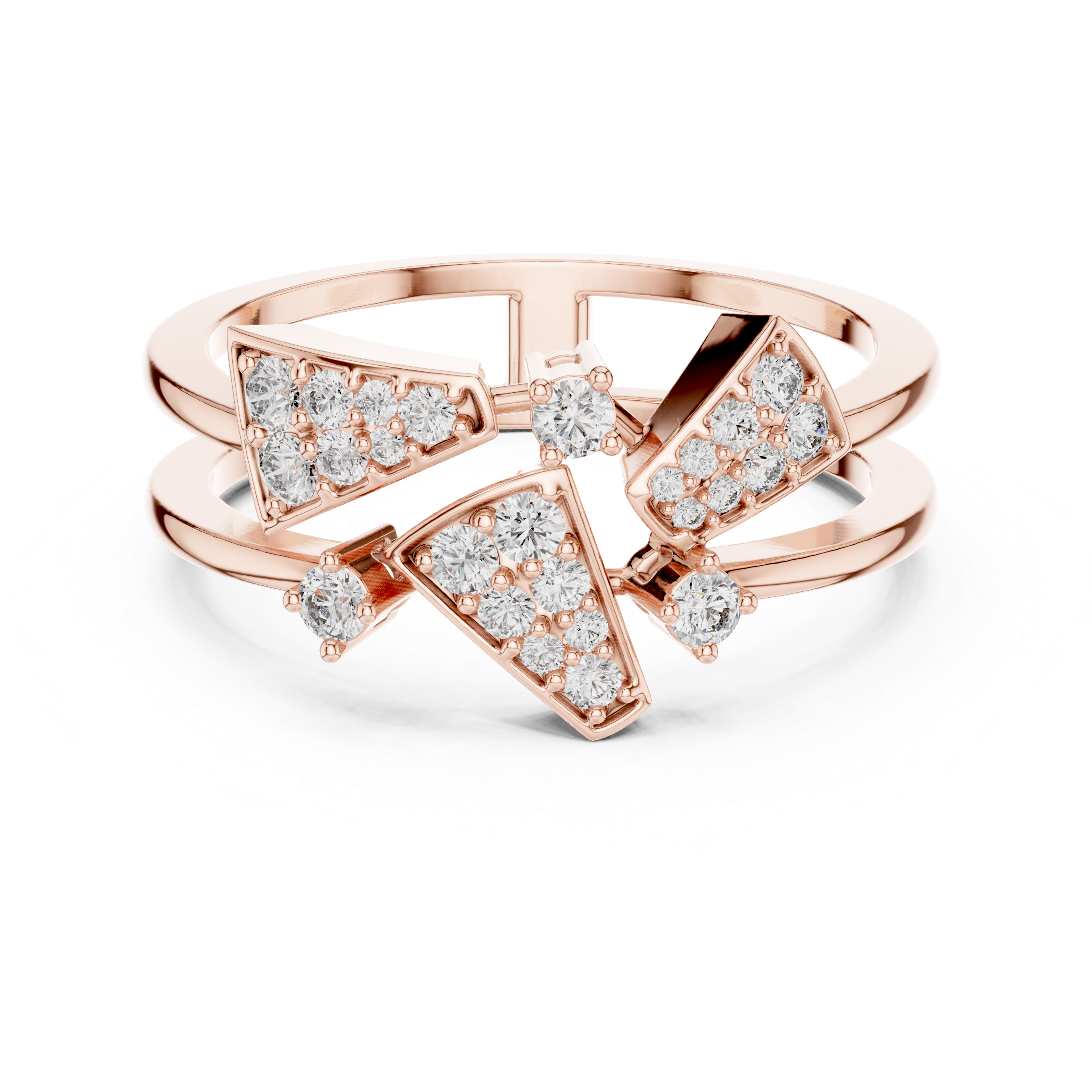 Geometric Diamond Ring – Modern Double Band Triangle Statement Ring