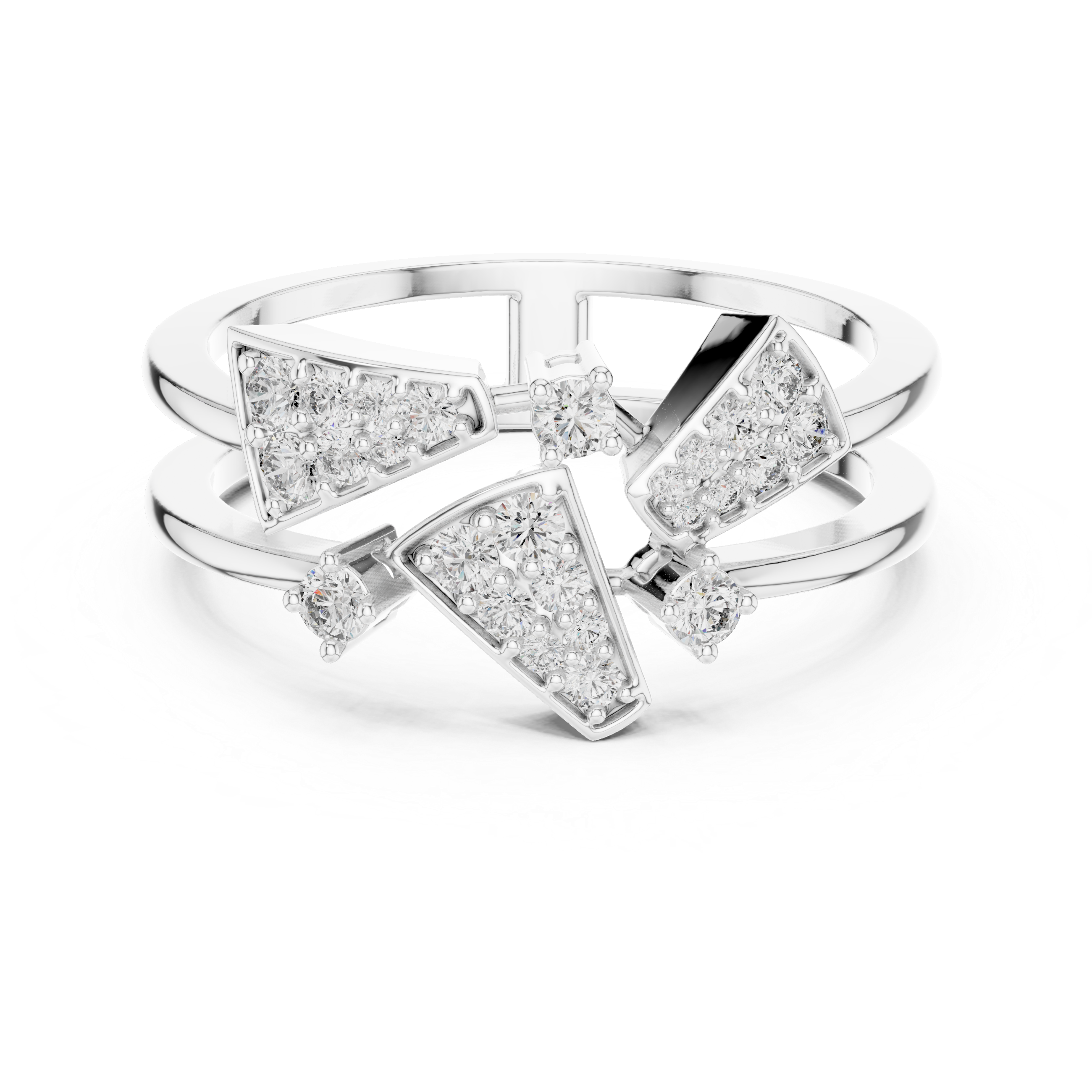 Geometric Diamond Ring – Modern Double Band Triangle Statement Ring