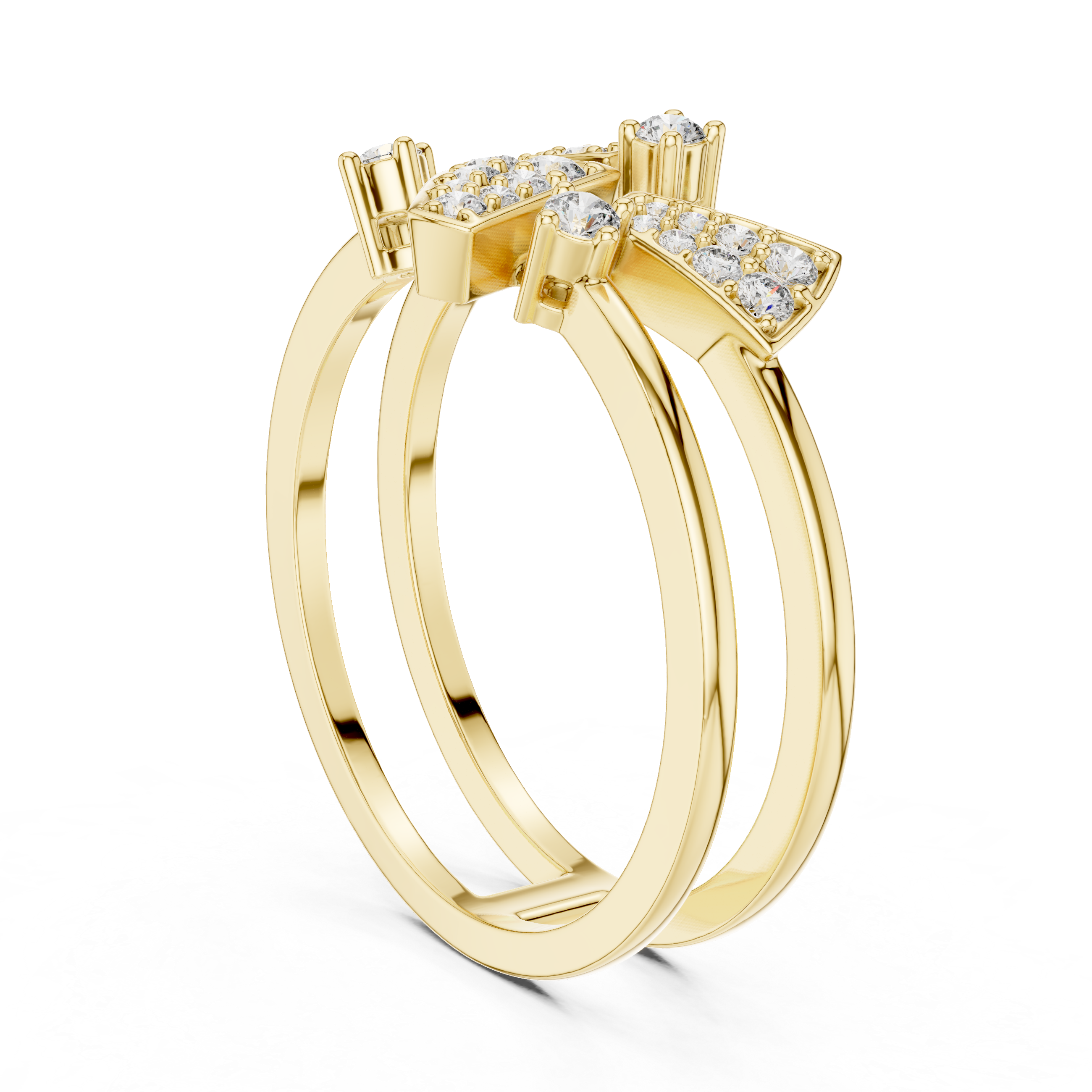 Geometric Diamond Ring – Modern Double Band Triangle Statement Ring
