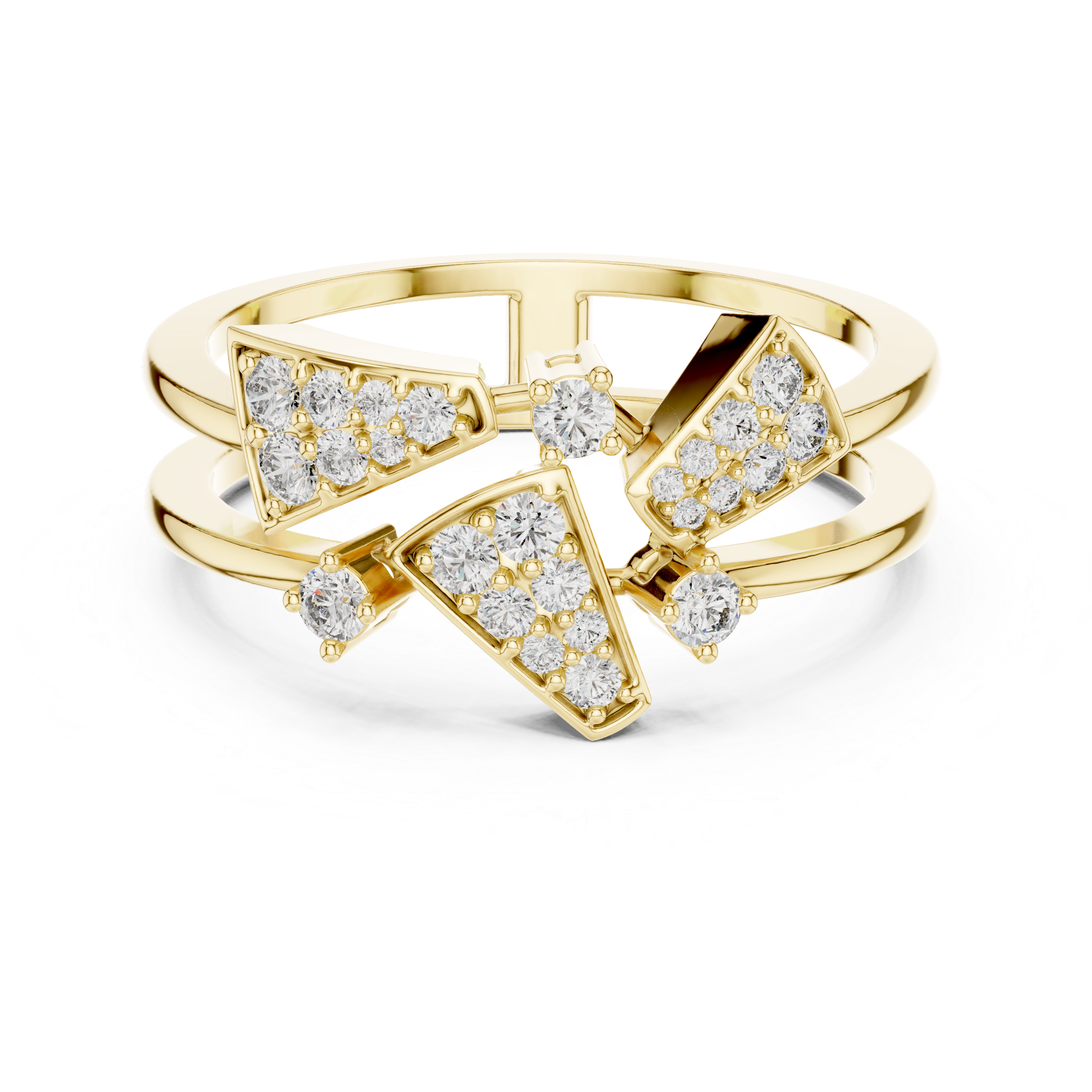 Geometric Diamond Ring – Modern Double Band Triangle Statement Ring