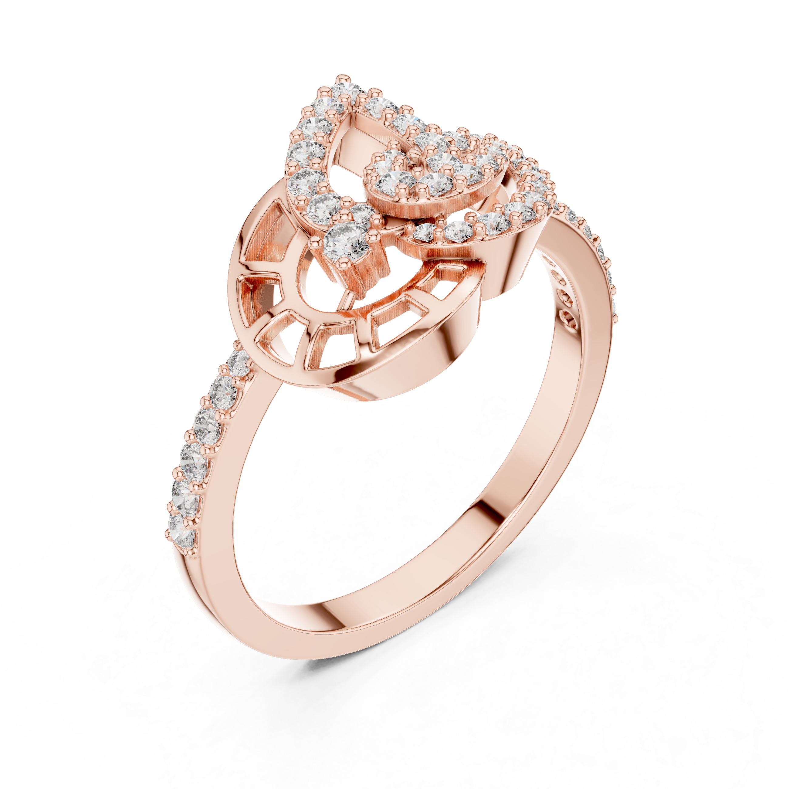 Abstract Leaf Diamond Ring – Modern Nature Inspired Pavé Statement Ring