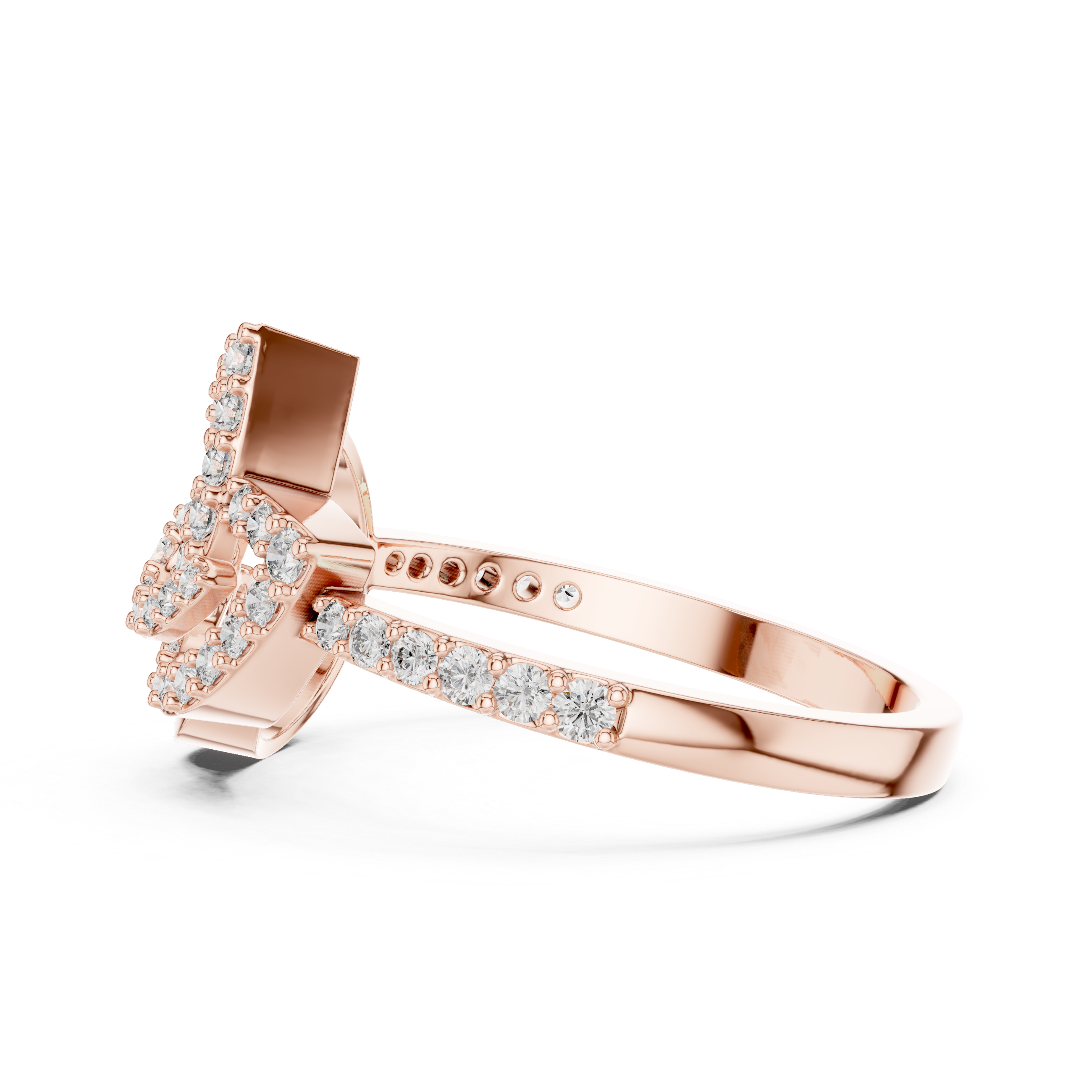 Abstract Leaf Diamond Ring – Modern Nature Inspired Pavé Statement Ring