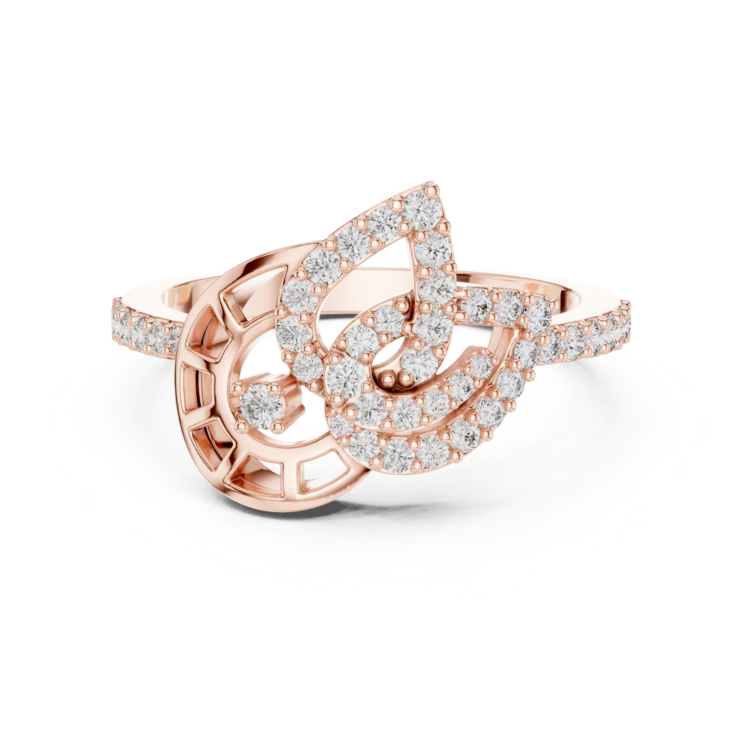 Abstract Leaf Diamond Ring – Modern Nature Inspired Pavé Statement Ring