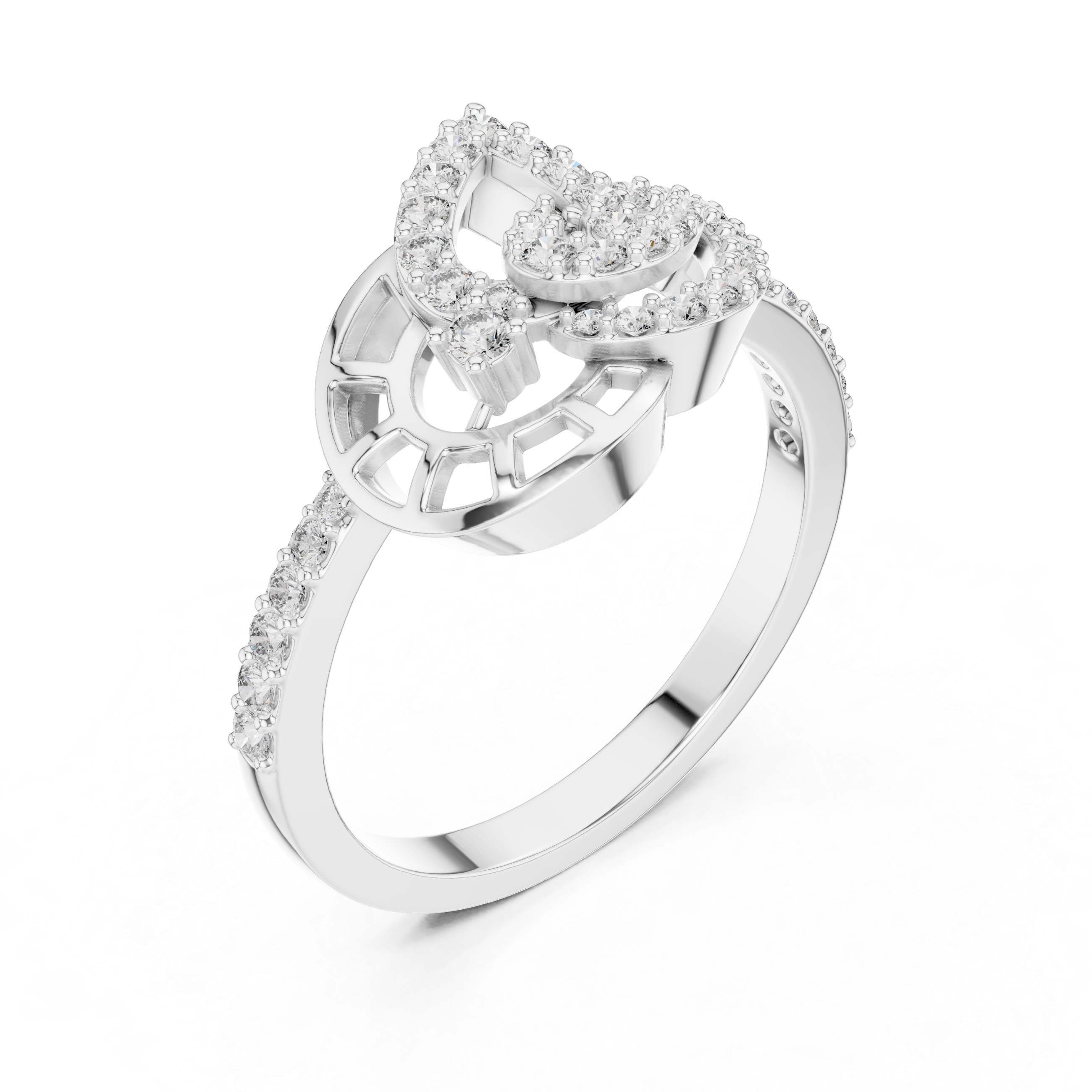 Abstract Leaf Diamond Ring – Modern Nature Inspired Pavé Statement Ring