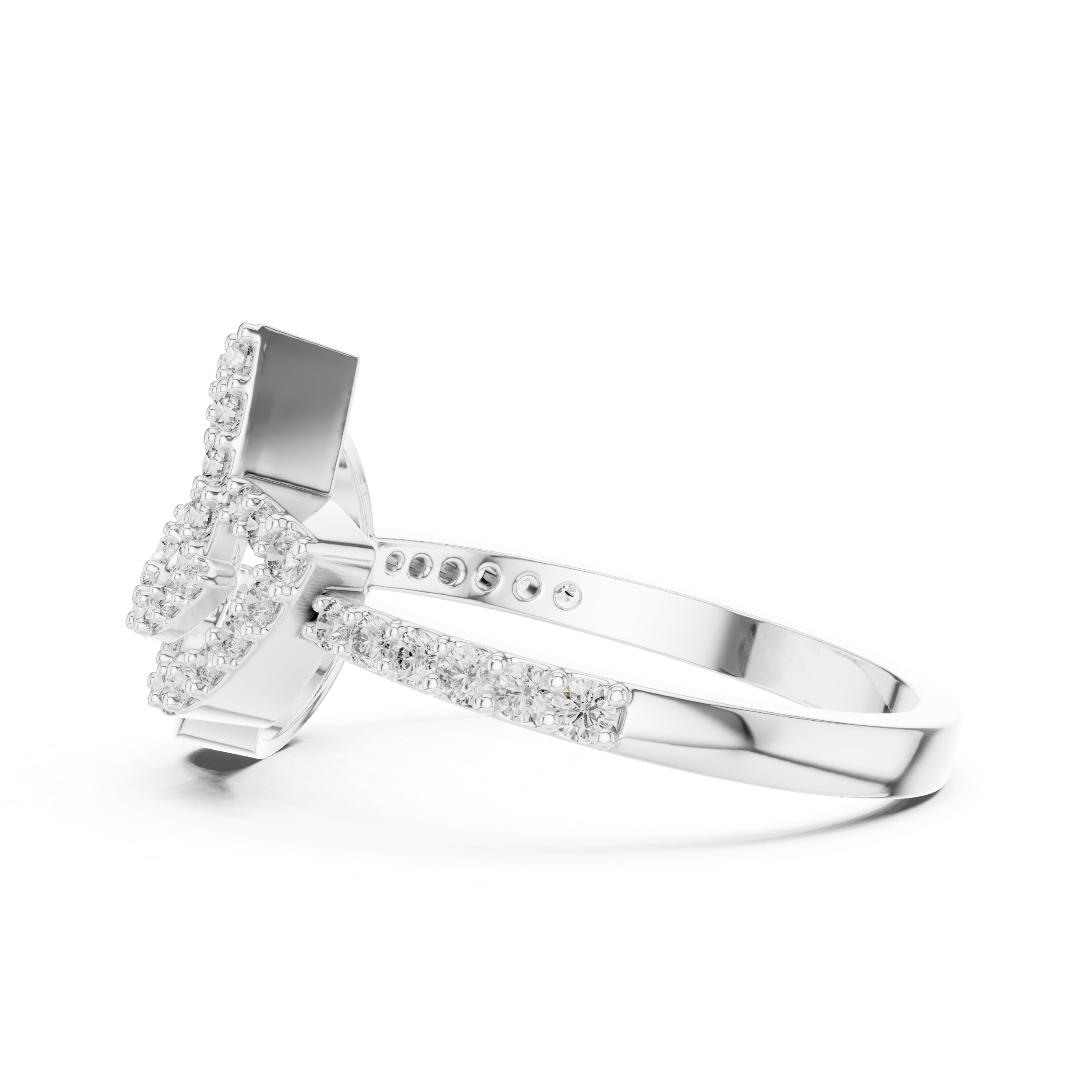 Abstract Leaf Diamond Ring – Modern Nature Inspired Pavé Statement Ring