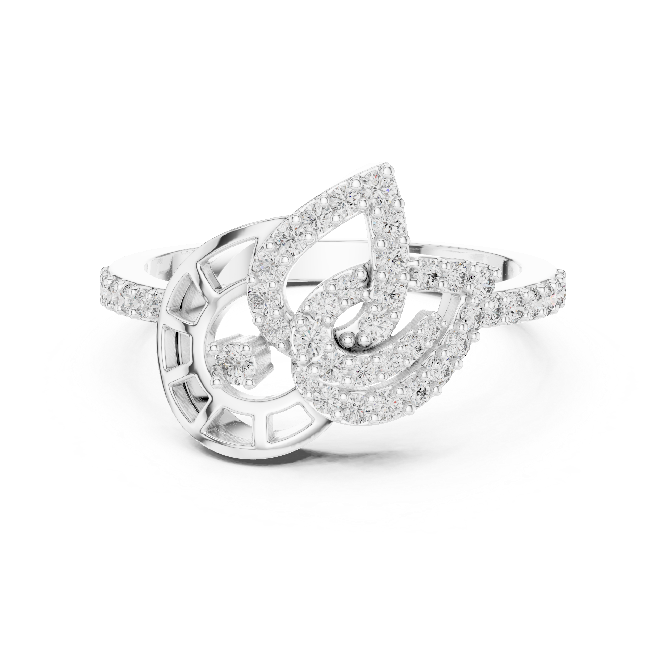 Abstract Leaf Diamond Ring – Modern Nature Inspired Pavé Statement Ring