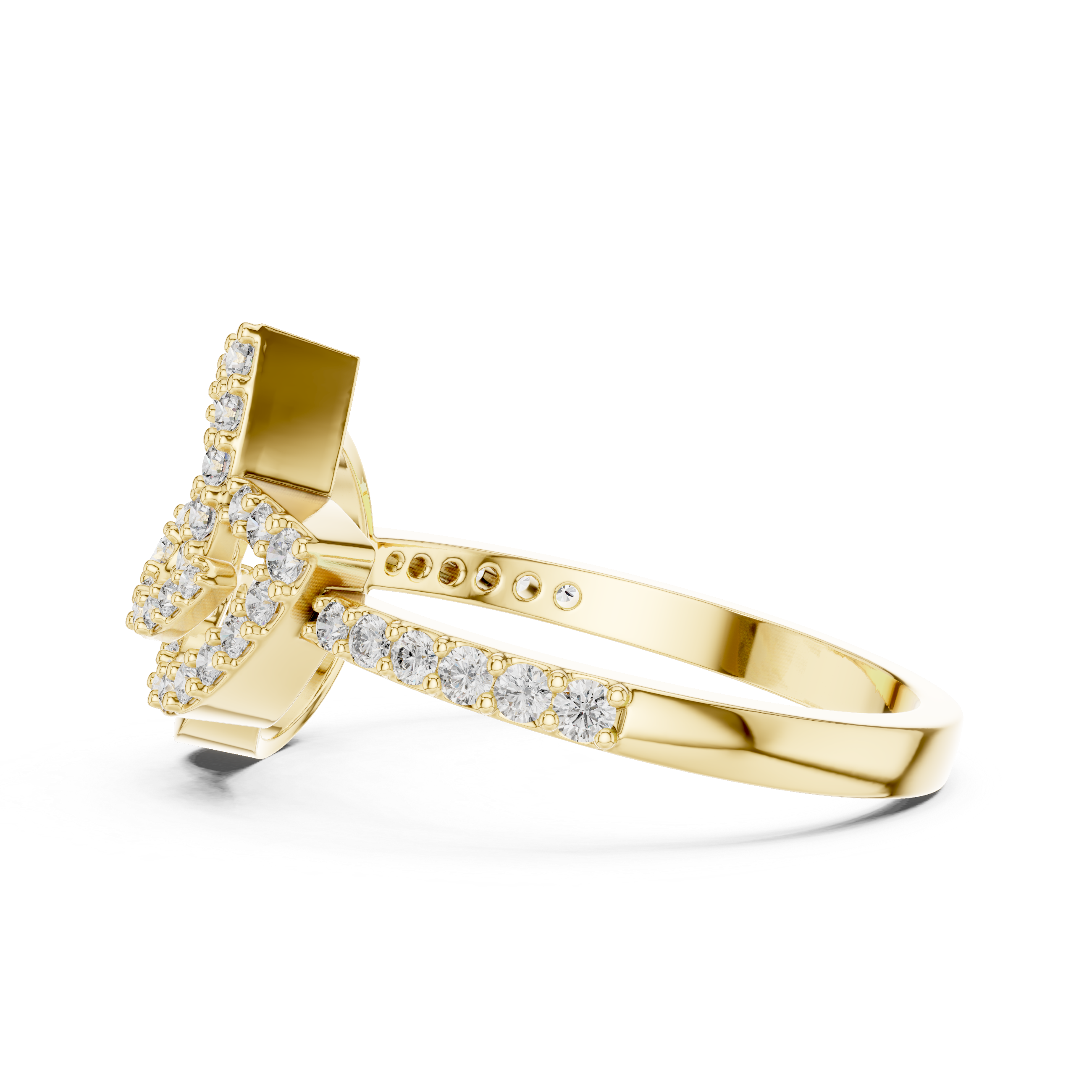 Abstract Leaf Diamond Ring – Modern Nature Inspired Pavé Statement Ring
