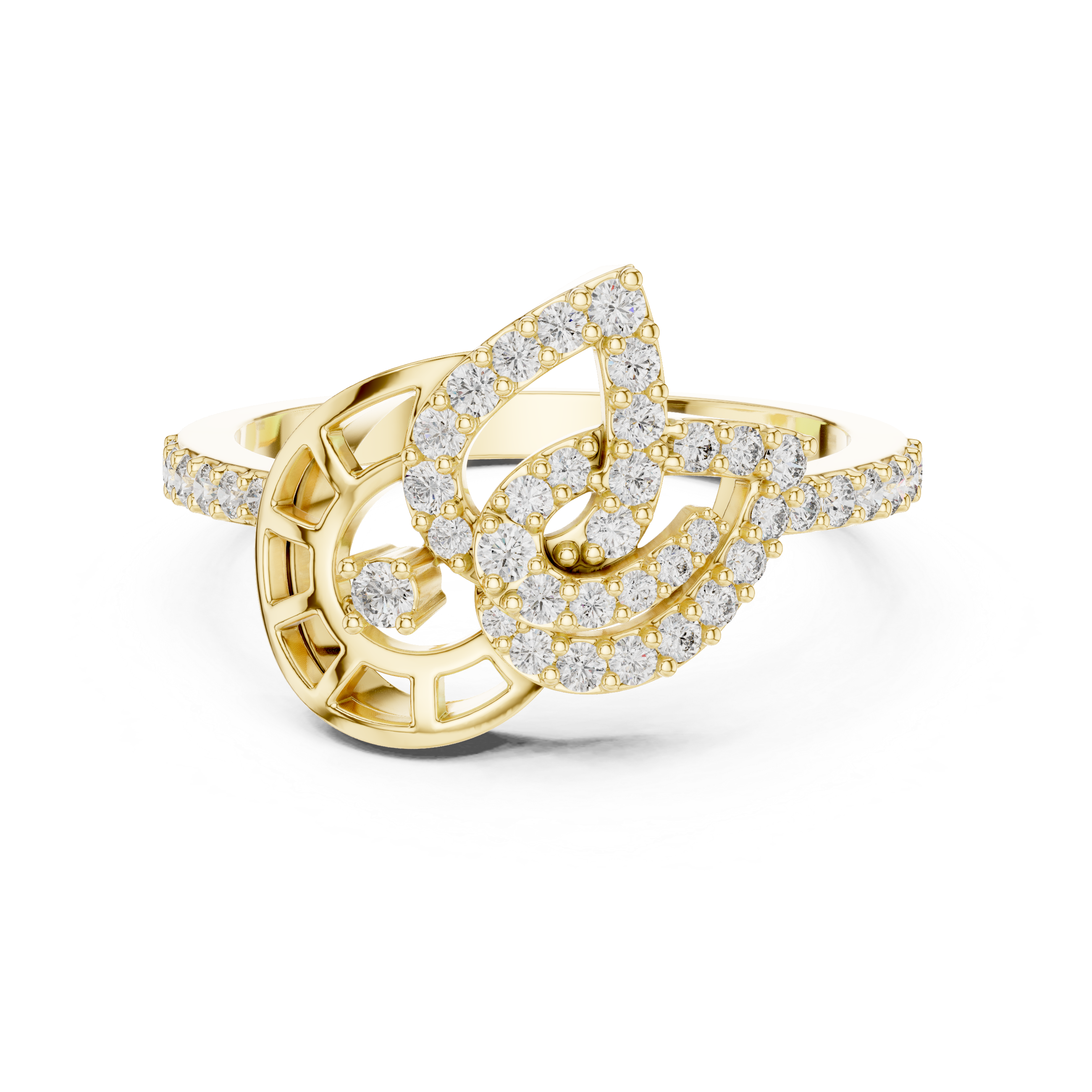 Abstract Leaf Diamond Ring – Modern Nature Inspired Pavé Statement Ring