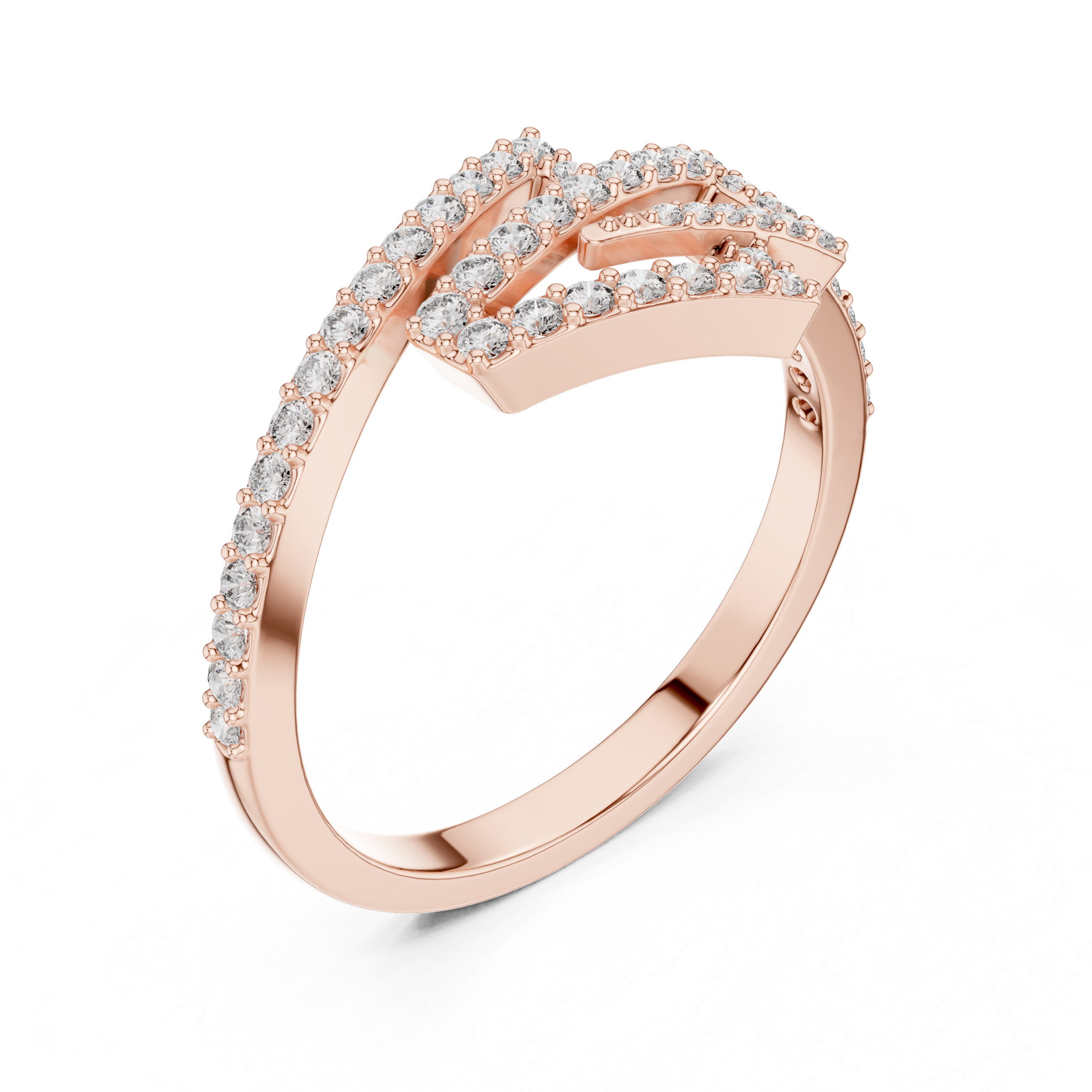 Modern Chevron Diamond Ring – Double Triangle Pavé Statement Ring