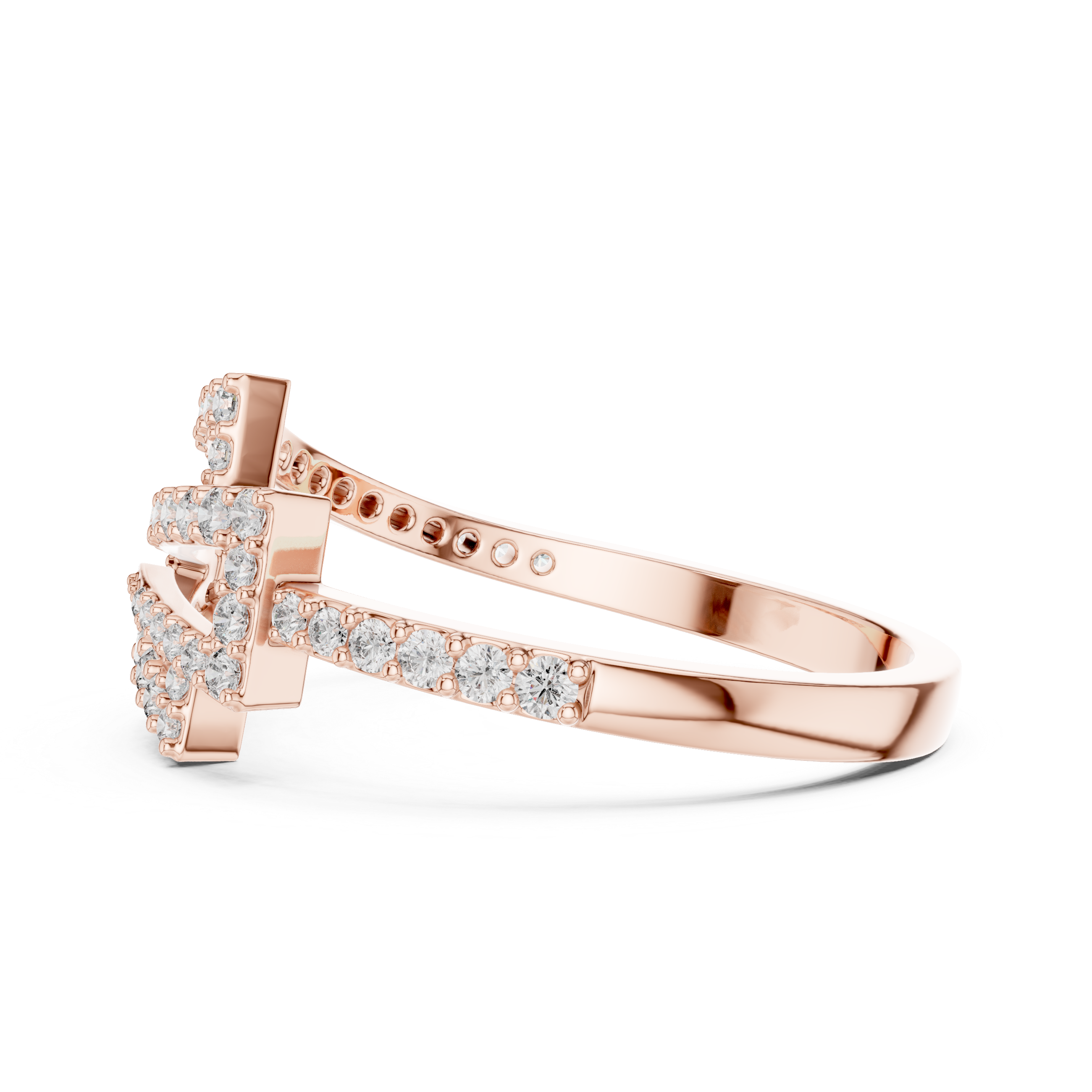 Modern Chevron Diamond Ring – Double Triangle Pavé Statement Ring