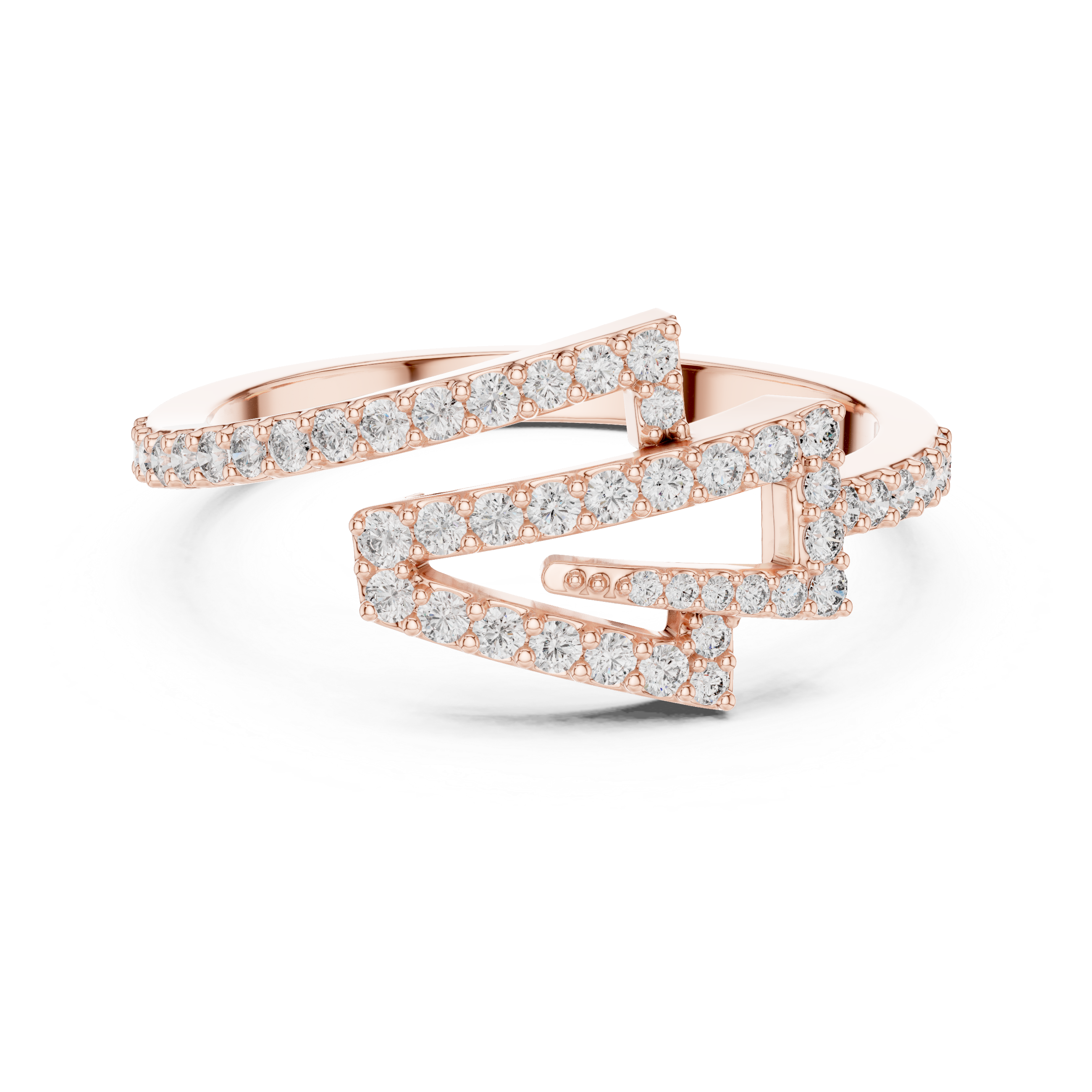 Modern Chevron Diamond Ring – Double Triangle Pavé Statement Ring