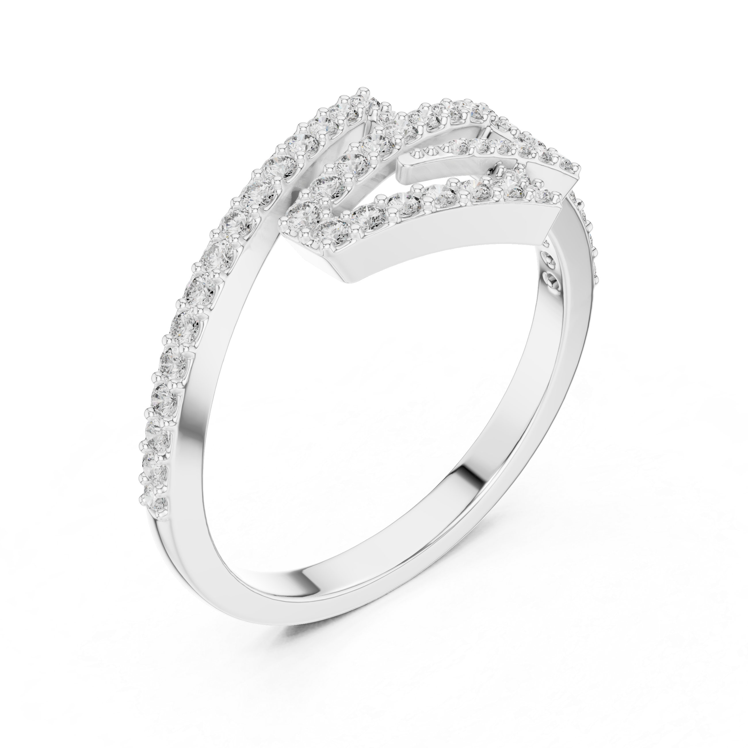 Modern Chevron Diamond Ring – Double Triangle Pavé Statement Ring