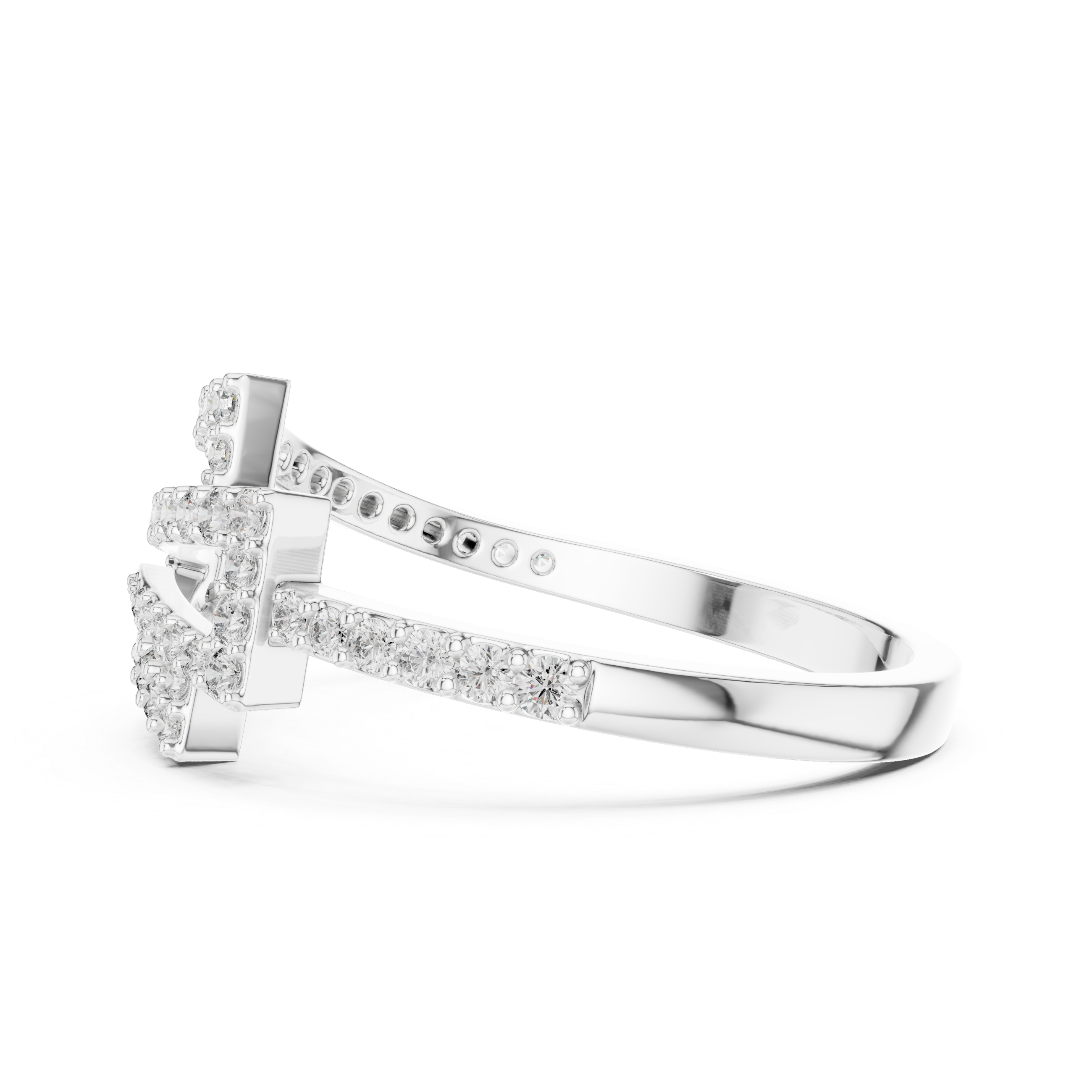 Modern Chevron Diamond Ring – Double Triangle Pavé Statement Ring
