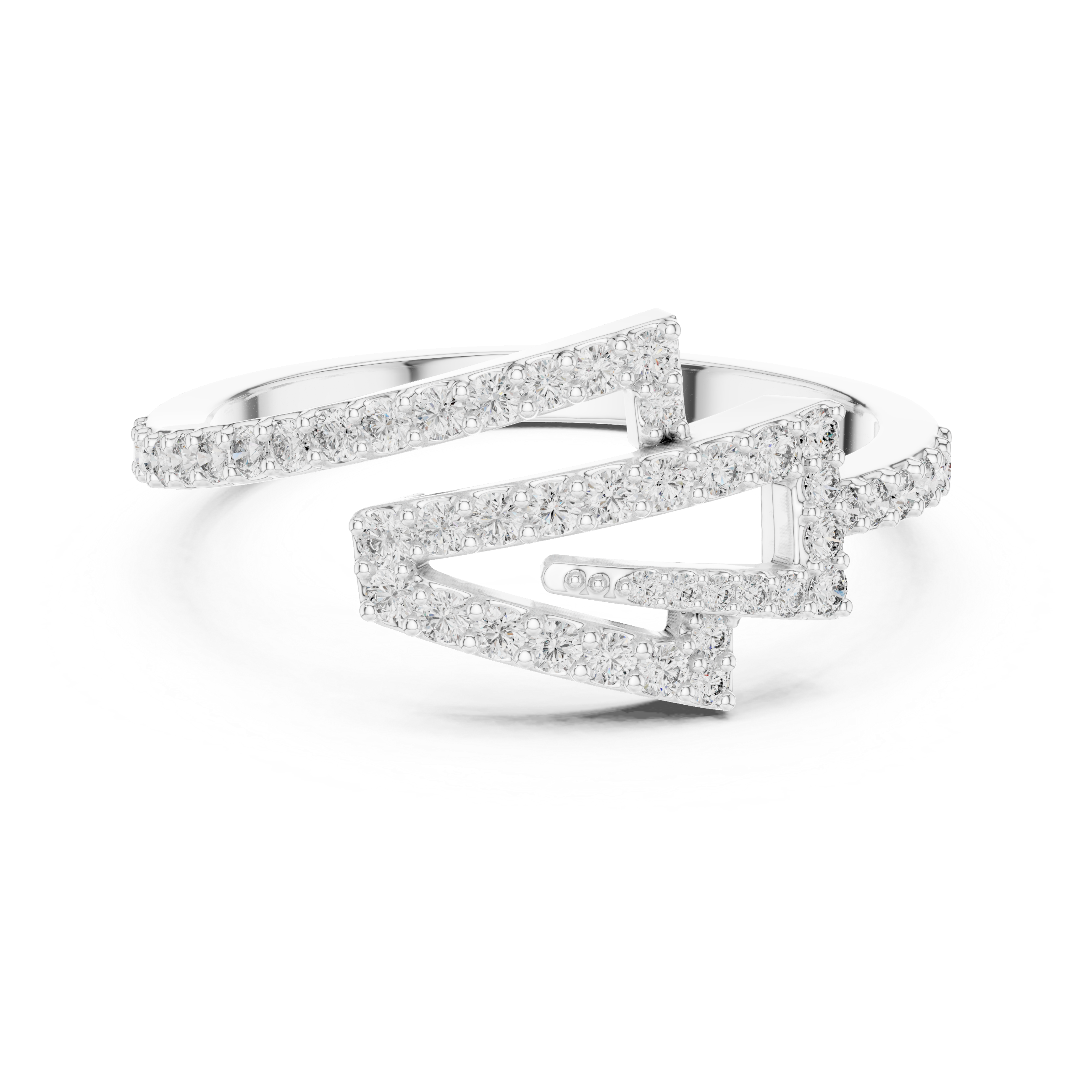 Modern Chevron Diamond Ring – Double Triangle Pavé Statement Ring