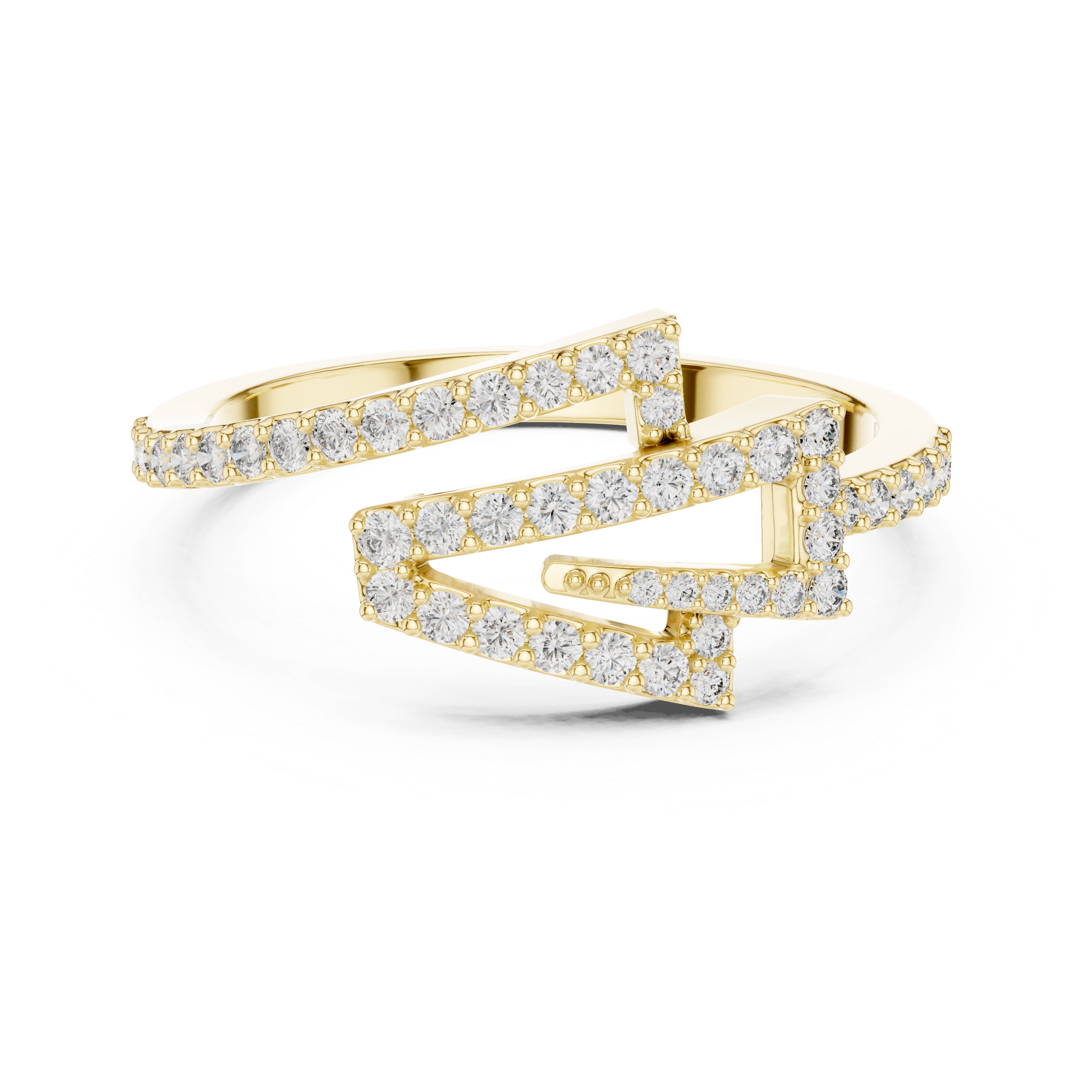 Modern Chevron Diamond Ring – Double Triangle Pavé Statement Ring