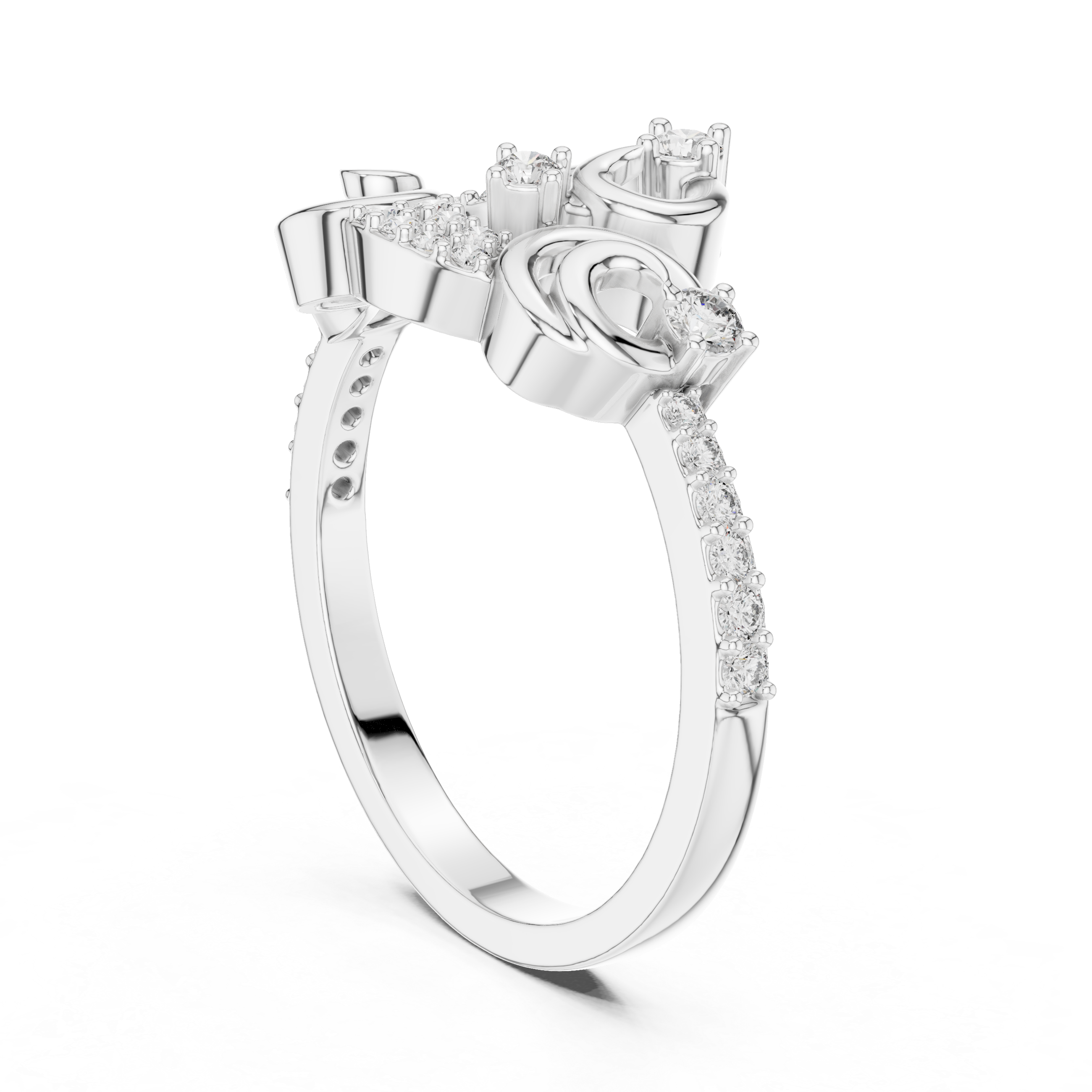 Vintage Swirl Diamond Ring – Ornamental Pavé Scrollwork Statement Ring
