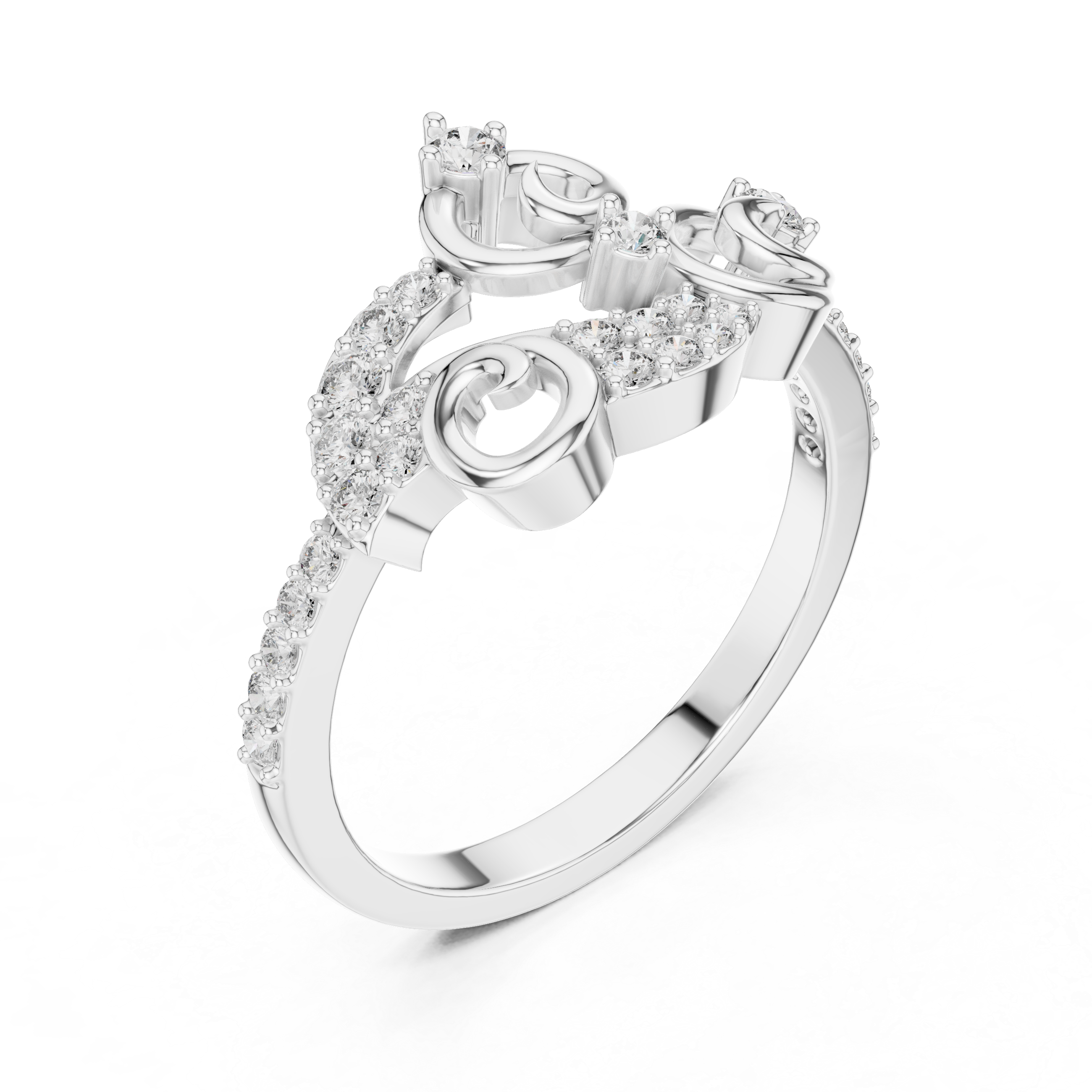 Vintage Swirl Diamond Ring – Ornamental Pavé Scrollwork Statement Ring