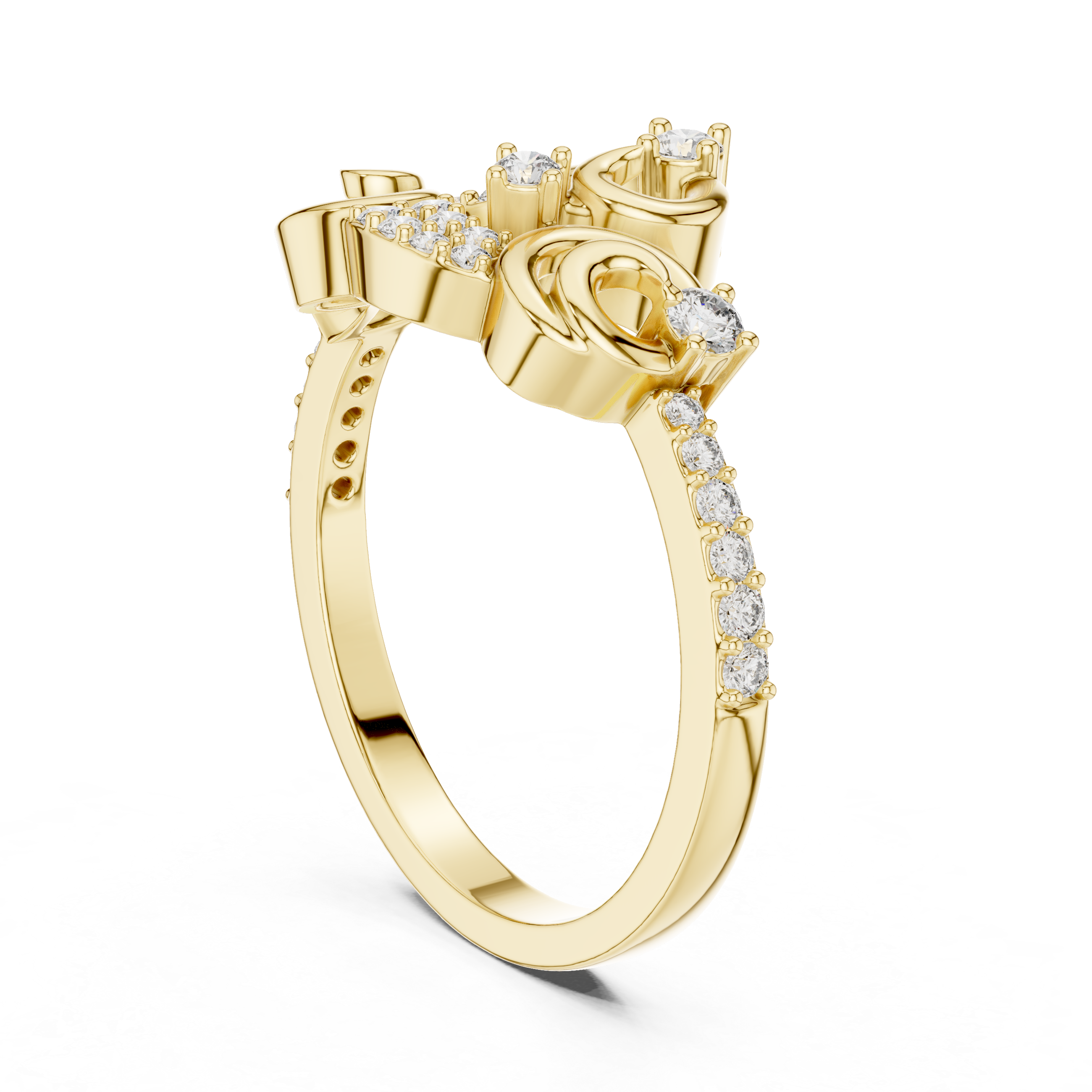 Vintage Swirl Diamond Ring – Ornamental Pavé Scrollwork Statement Ring