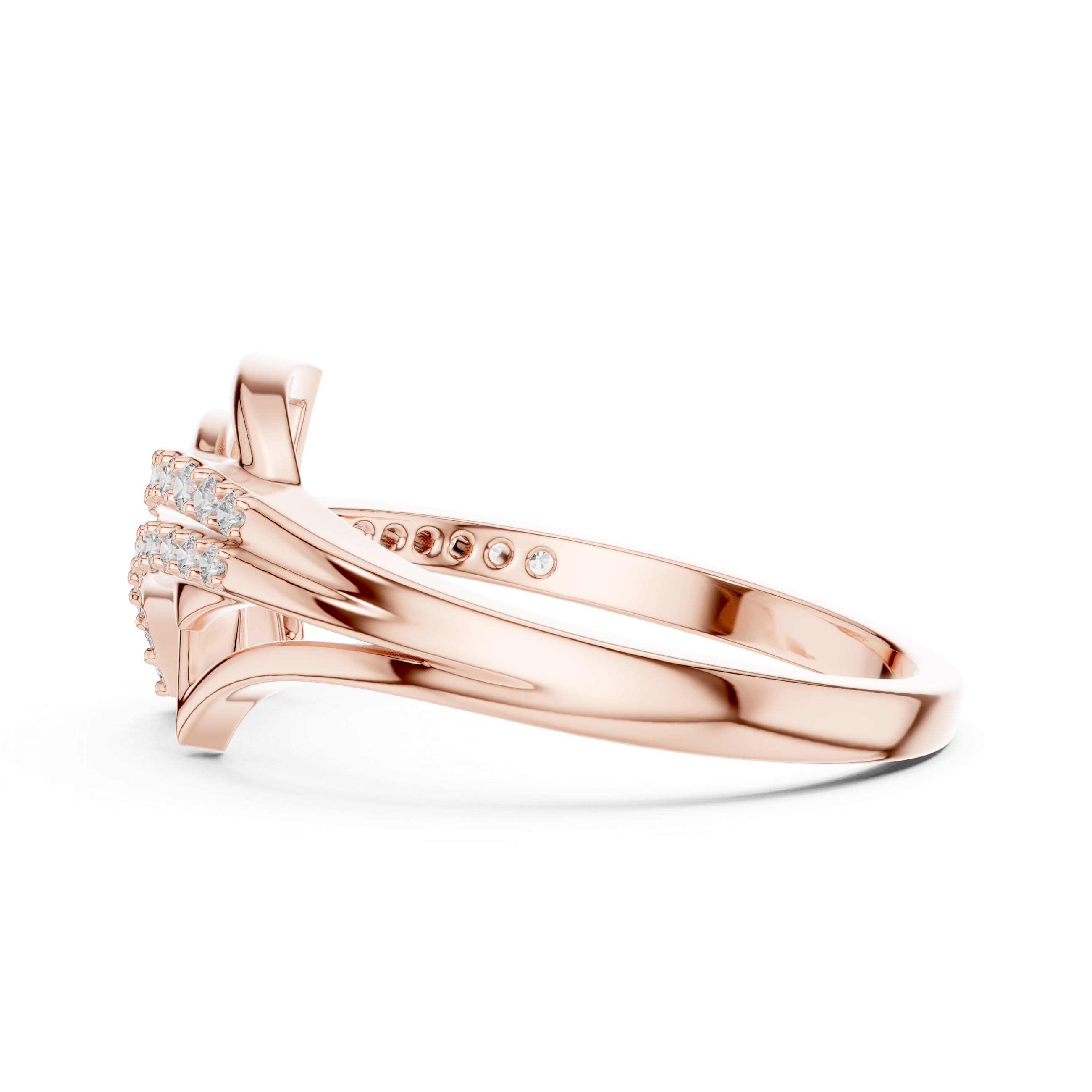 Modern Crossover Diamond Ring – Abstract Pavé Openwork Statement Ring