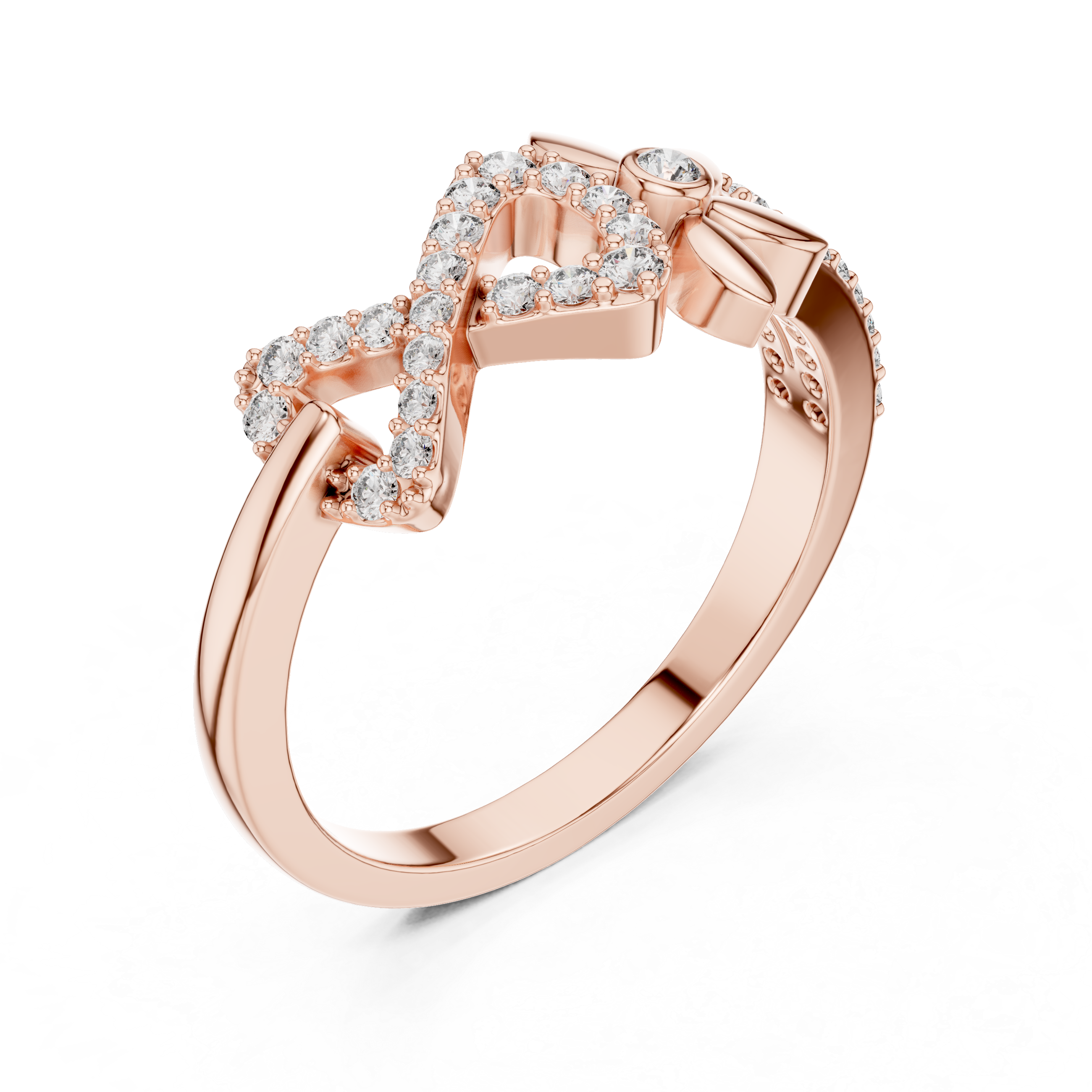 Infinity Flower Diamond Ring – Modern Floral Pavé Openwork Ring