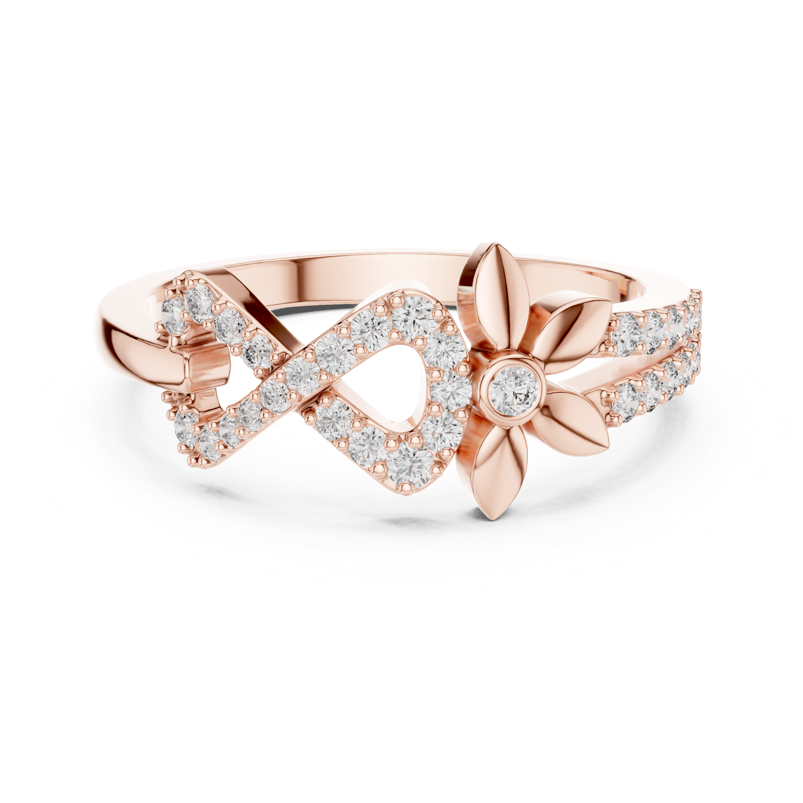 Infinity Flower Diamond Ring – Modern Floral Pavé Openwork Ring