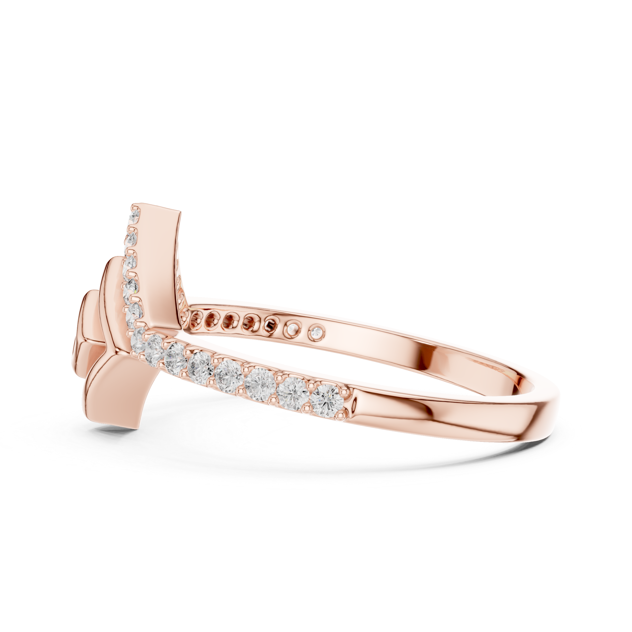 Geometric Diamond Chevron Ring – Modern Open Square Pavé Statement Ring