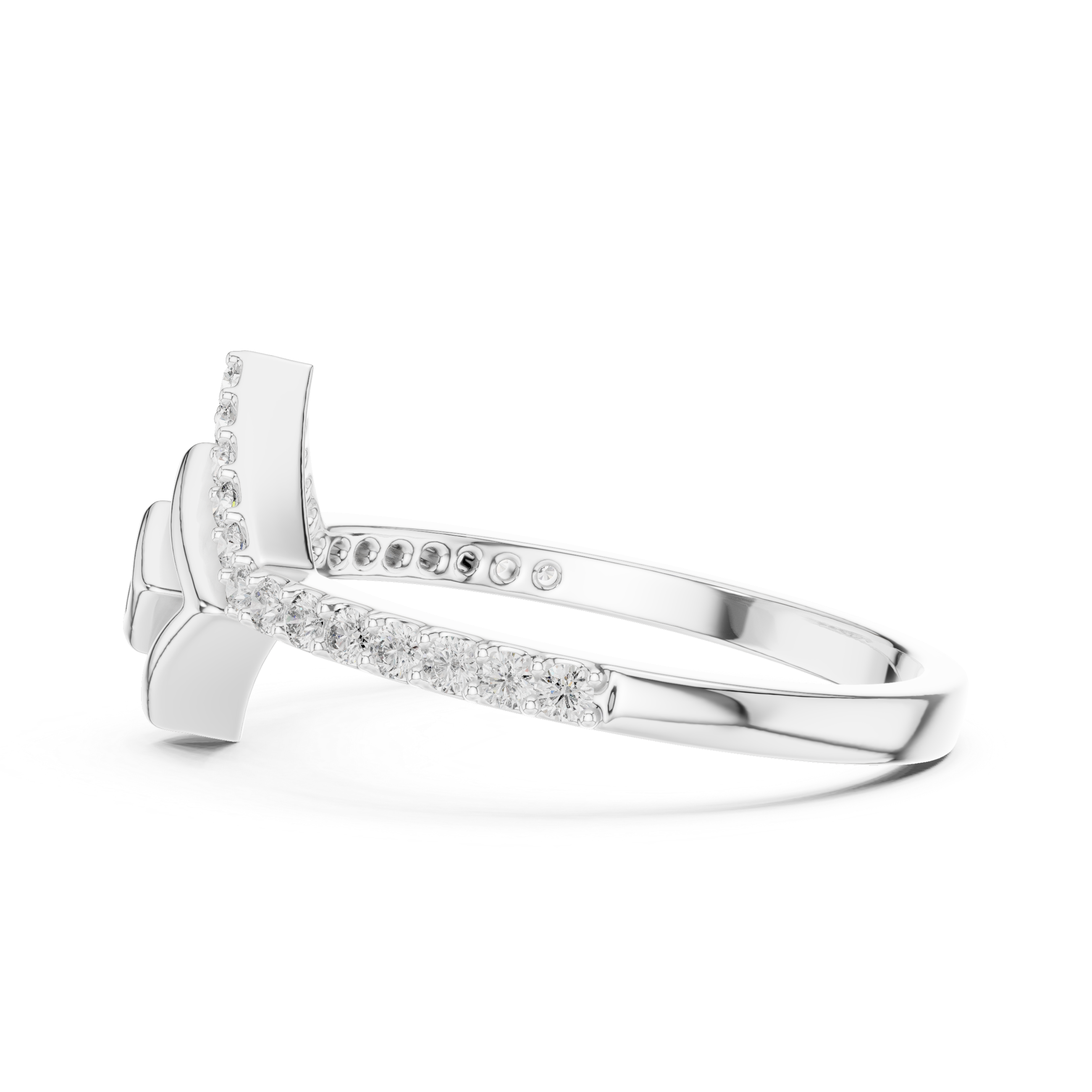 Geometric Diamond Chevron Ring – Modern Open Square Pavé Statement Ring
