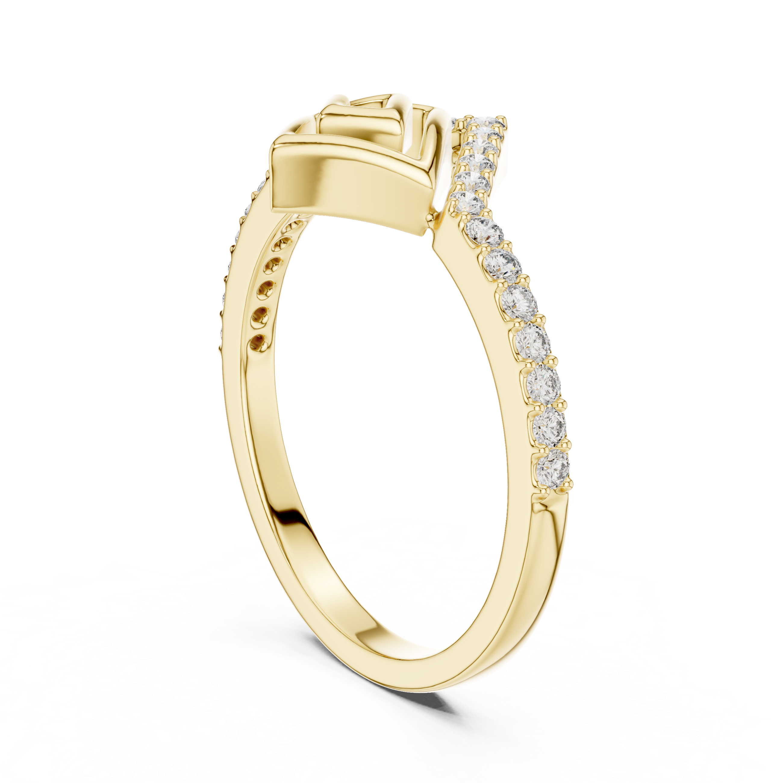 Geometric Diamond Chevron Ring – Modern Open Square Pavé Statement Ring